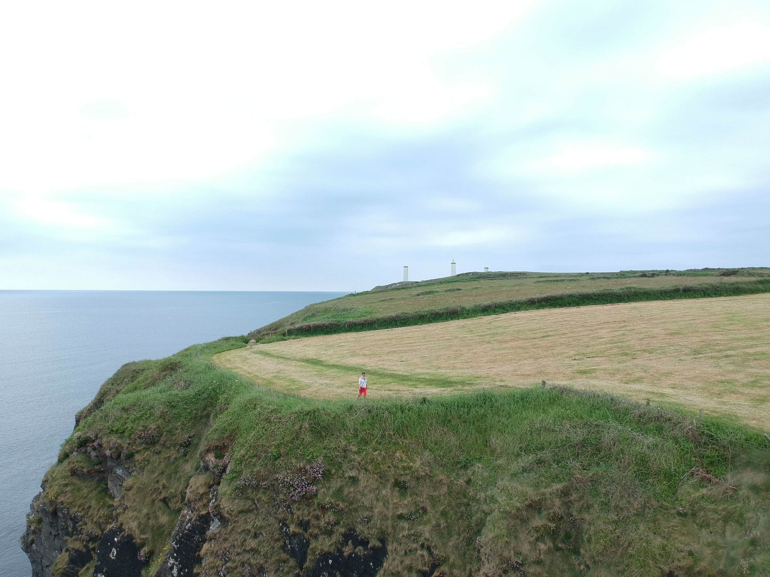 The Metal Man of Tramore on the cliffs high above the Atlantic Ocean