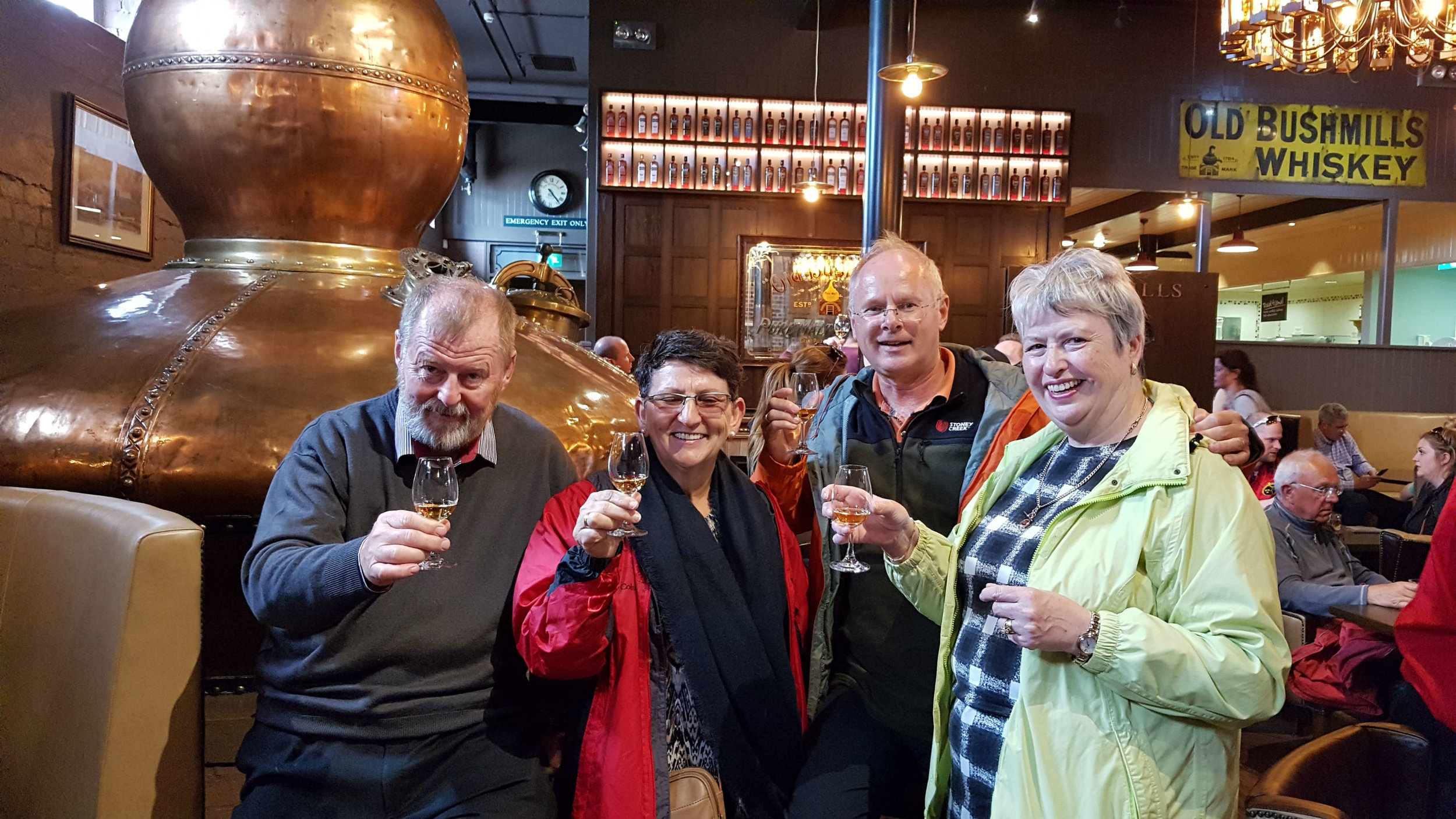 With our friends Fidelma and Marc in Bushmill distillery