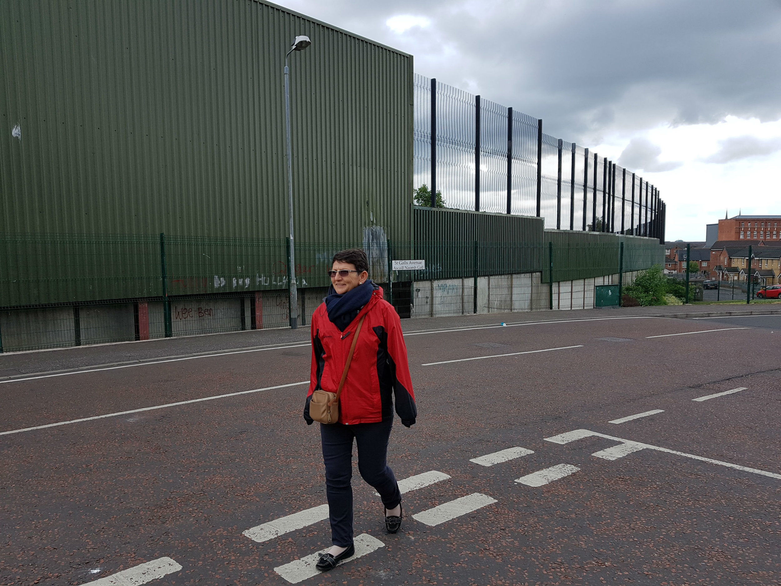 The Peace Wall dividing two neighborhoods