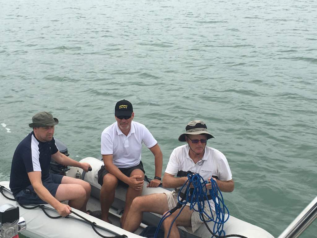 Elliott, Peter and Frank on rubber dinghy