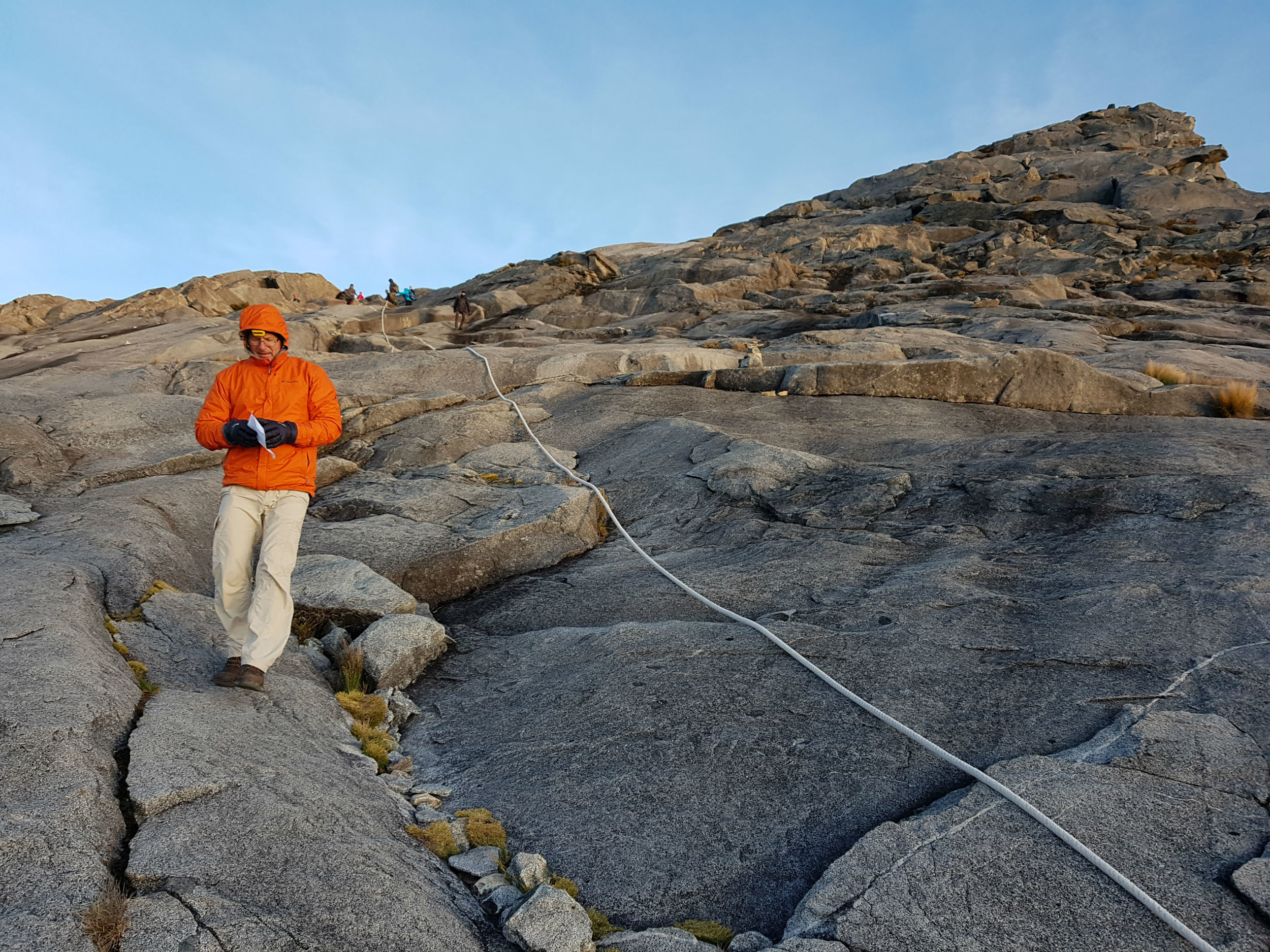 Resting next to the rope which led to the top.