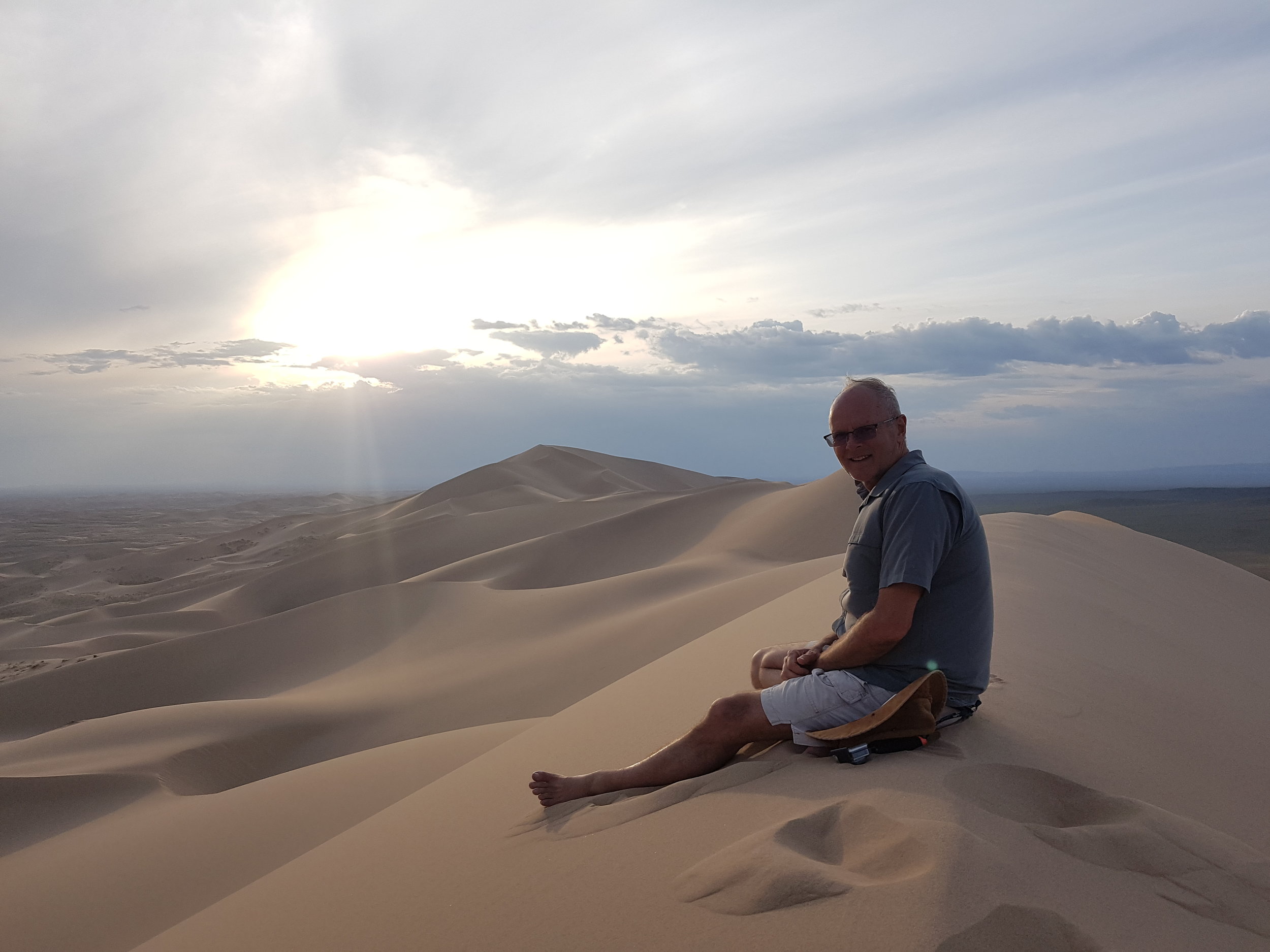 Enjoying the view on top of the 250 meter high dune
