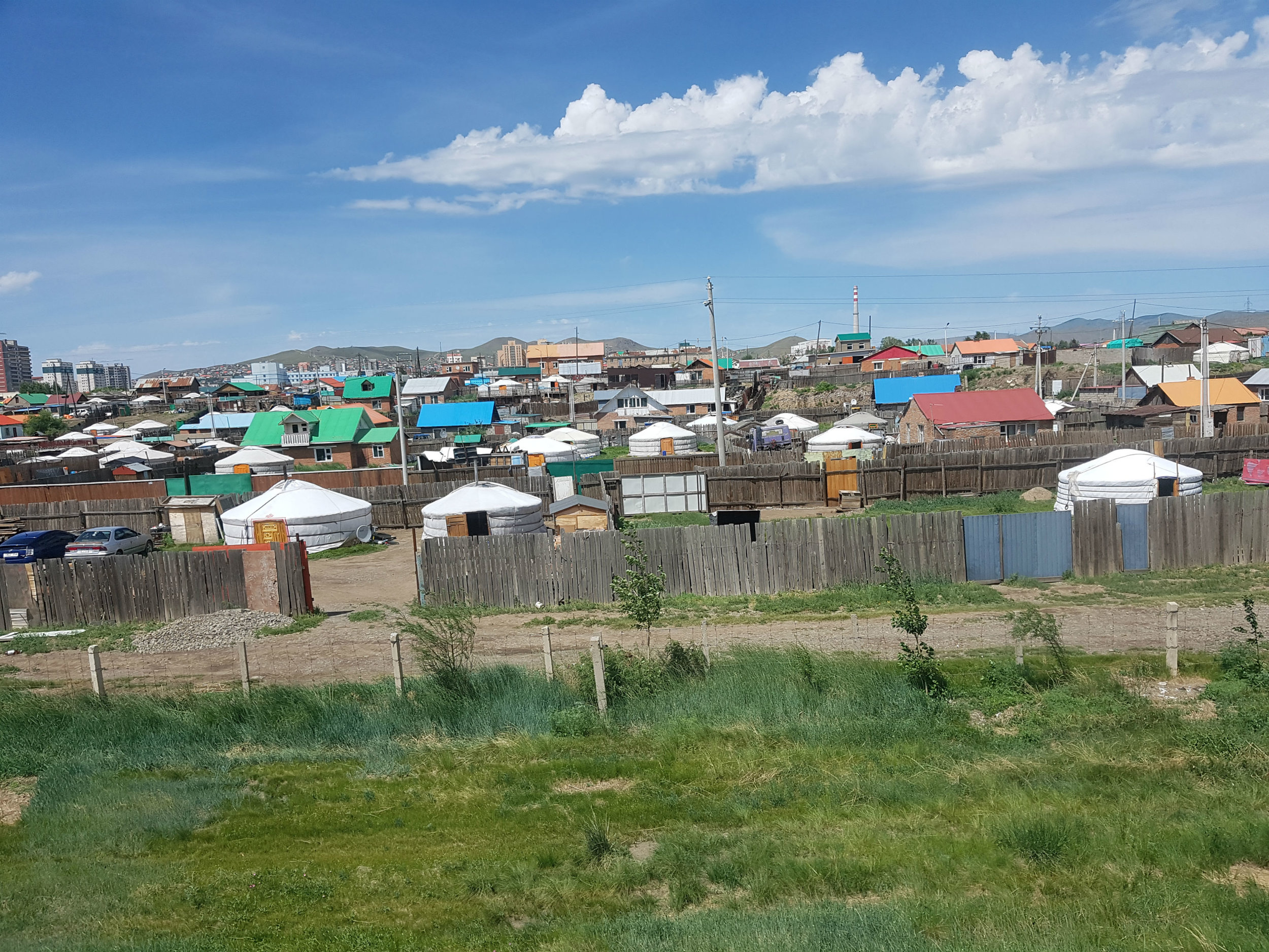 Ulaanbataar: note the gers of the nomadic people moving into the city