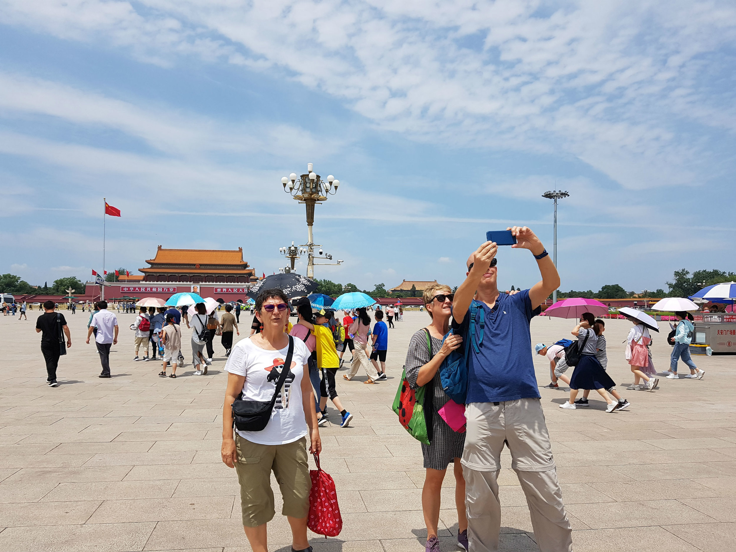 Taking selfies with Pamela and Berry on Tiananmen Square