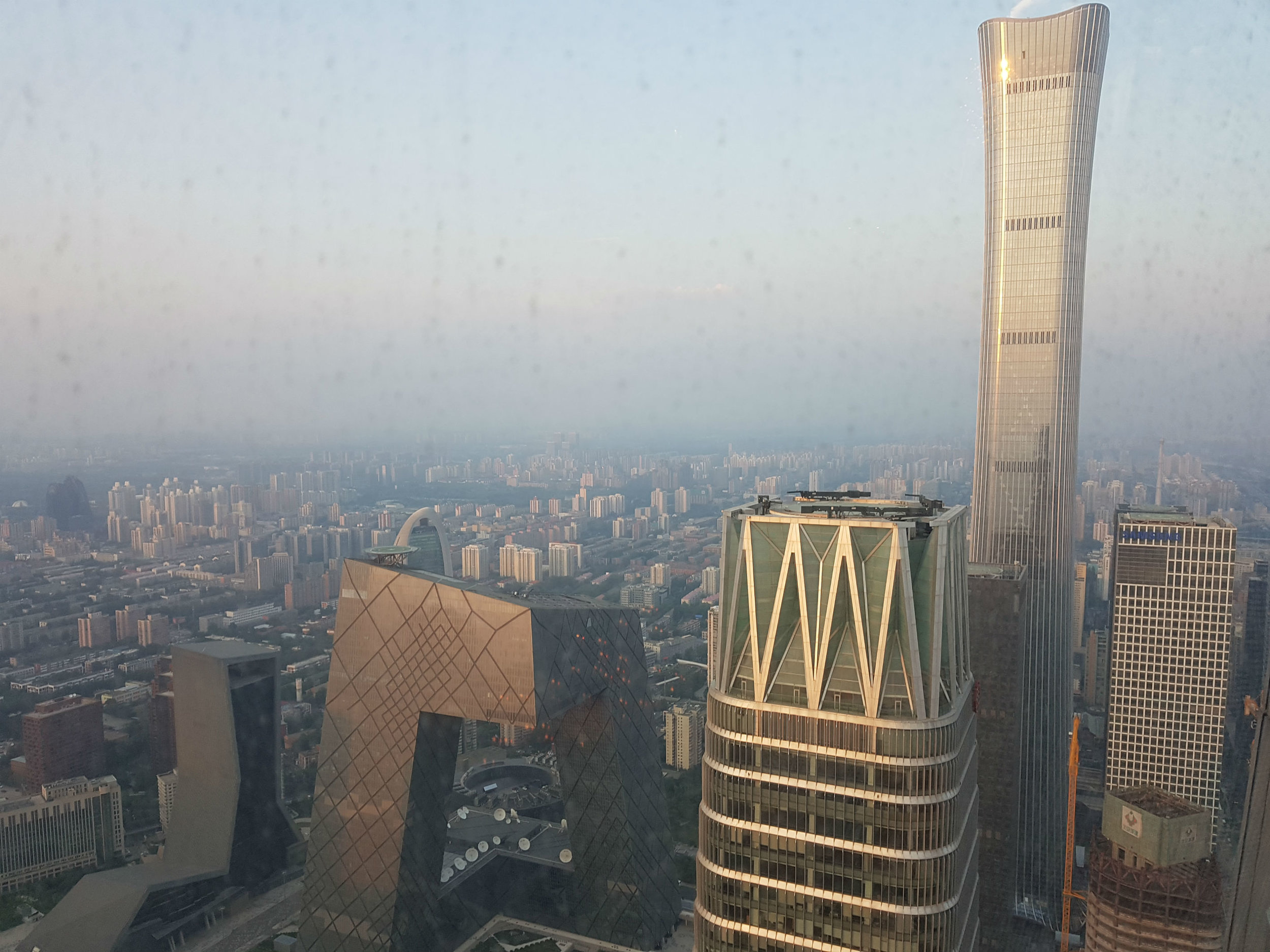 Birds-eye view across the financial district in Beijing