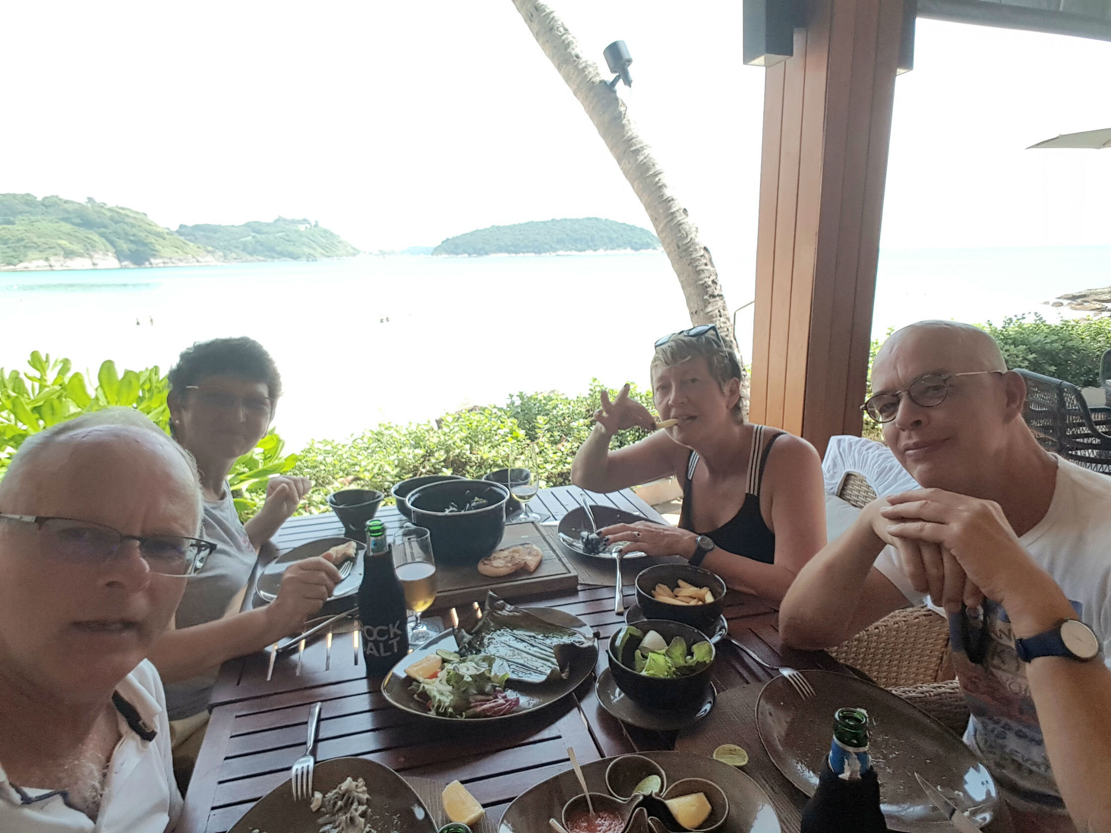 Berry, Pamela, Francien and Frank enjoying lunch on Phuket Island