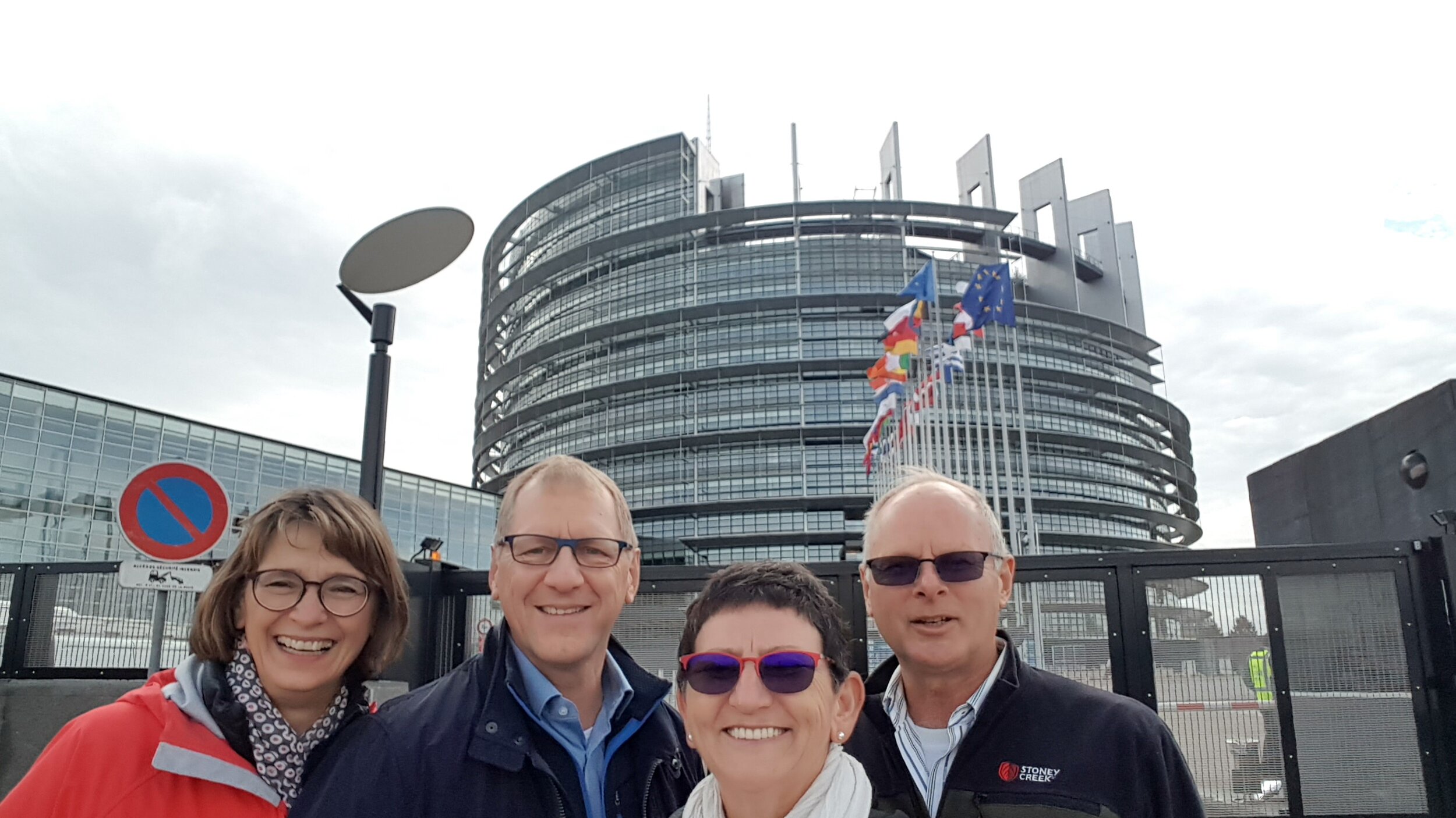 Marion, Helmut, Francien and Frank in front of European Parliament in Strassburg