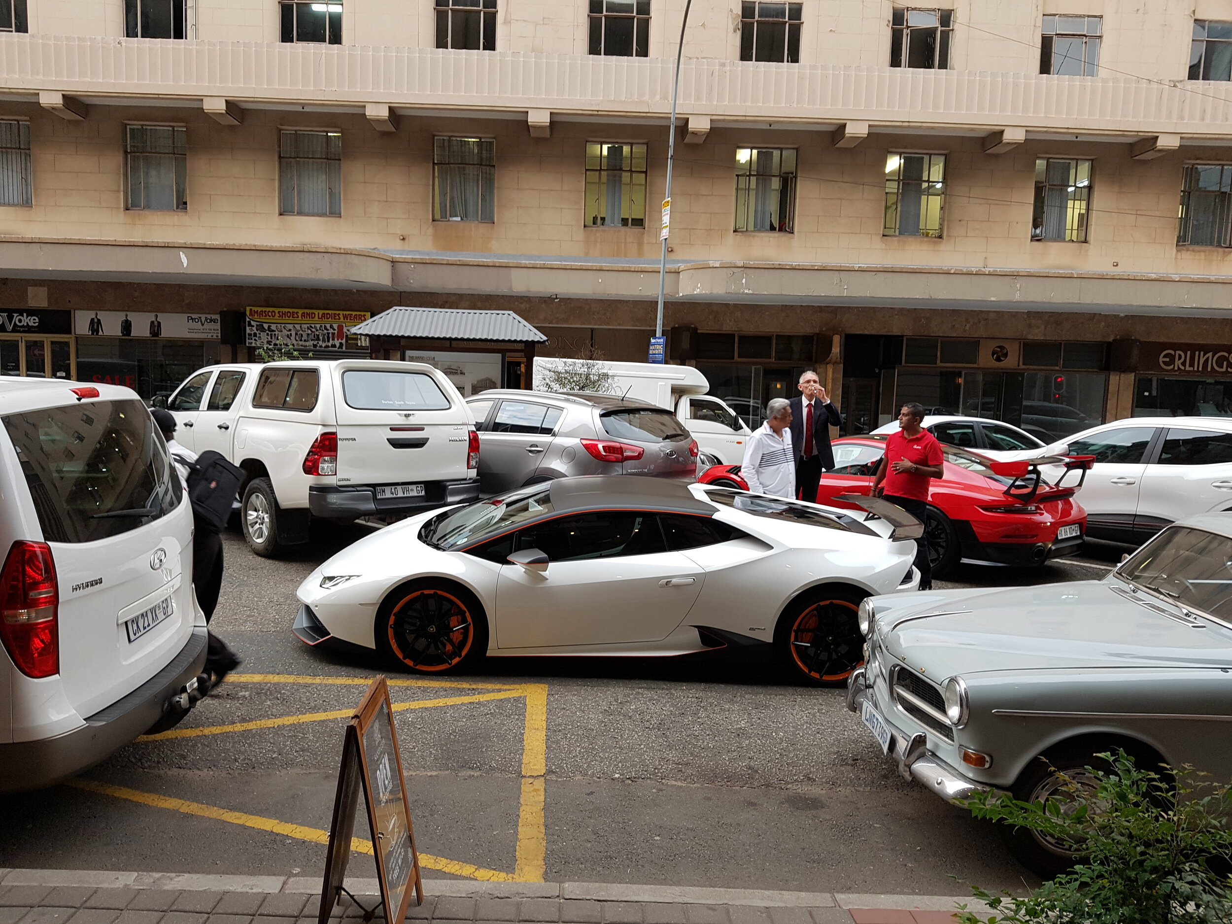 Lamborghini dropping off students at matric party  at Rand Club in Johannesburg