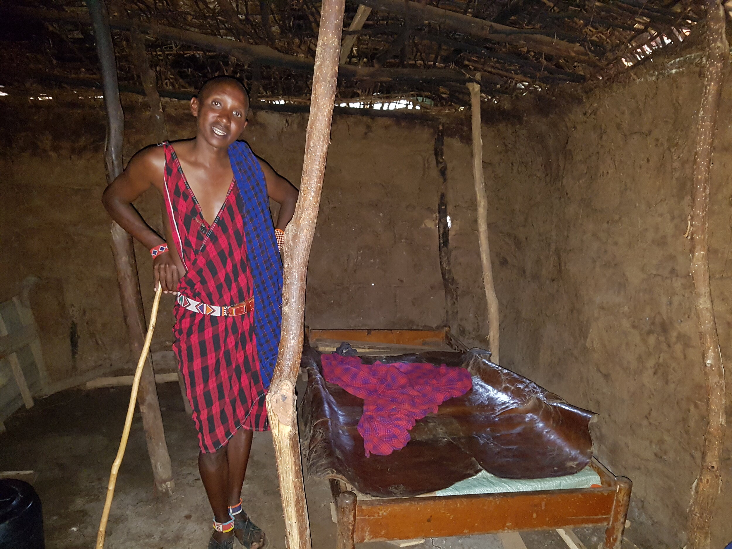 Inside a Maasai hut
