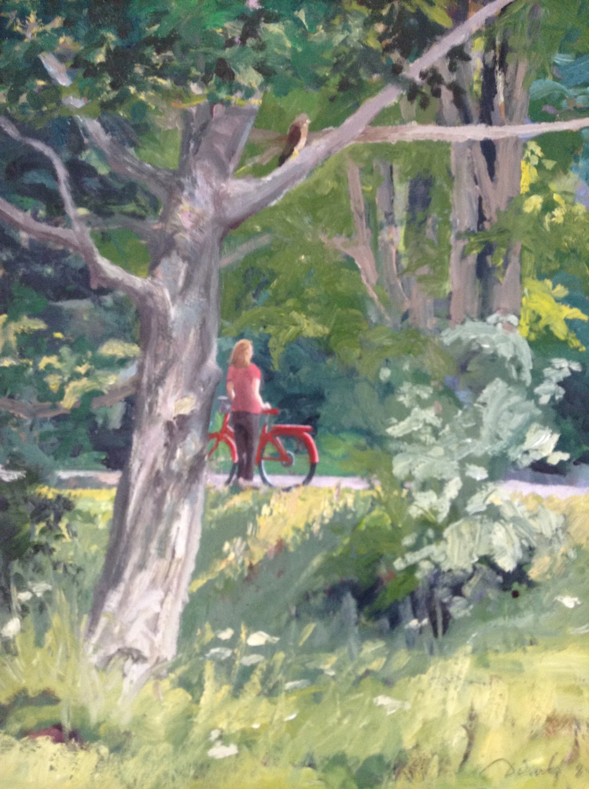 Red Bike (14" x 18" Oil Painting)
