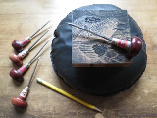 Engraving tools and block for "Sign."