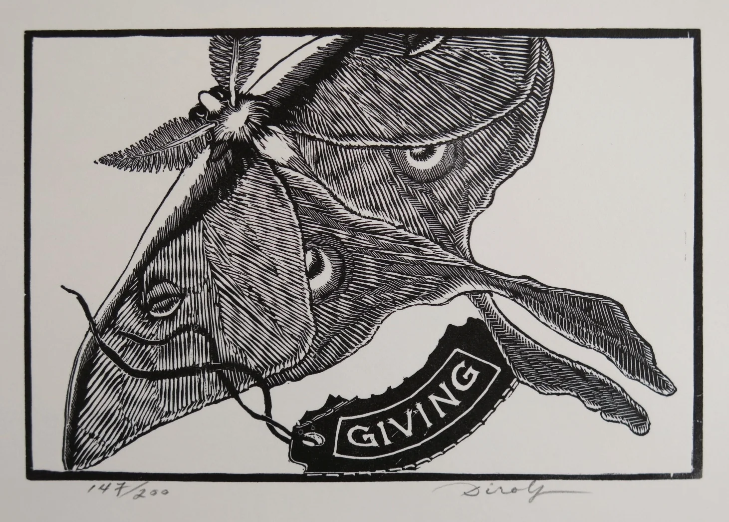 Giving (6" x 4" engraving.  Part of A Suite for St. Francis)