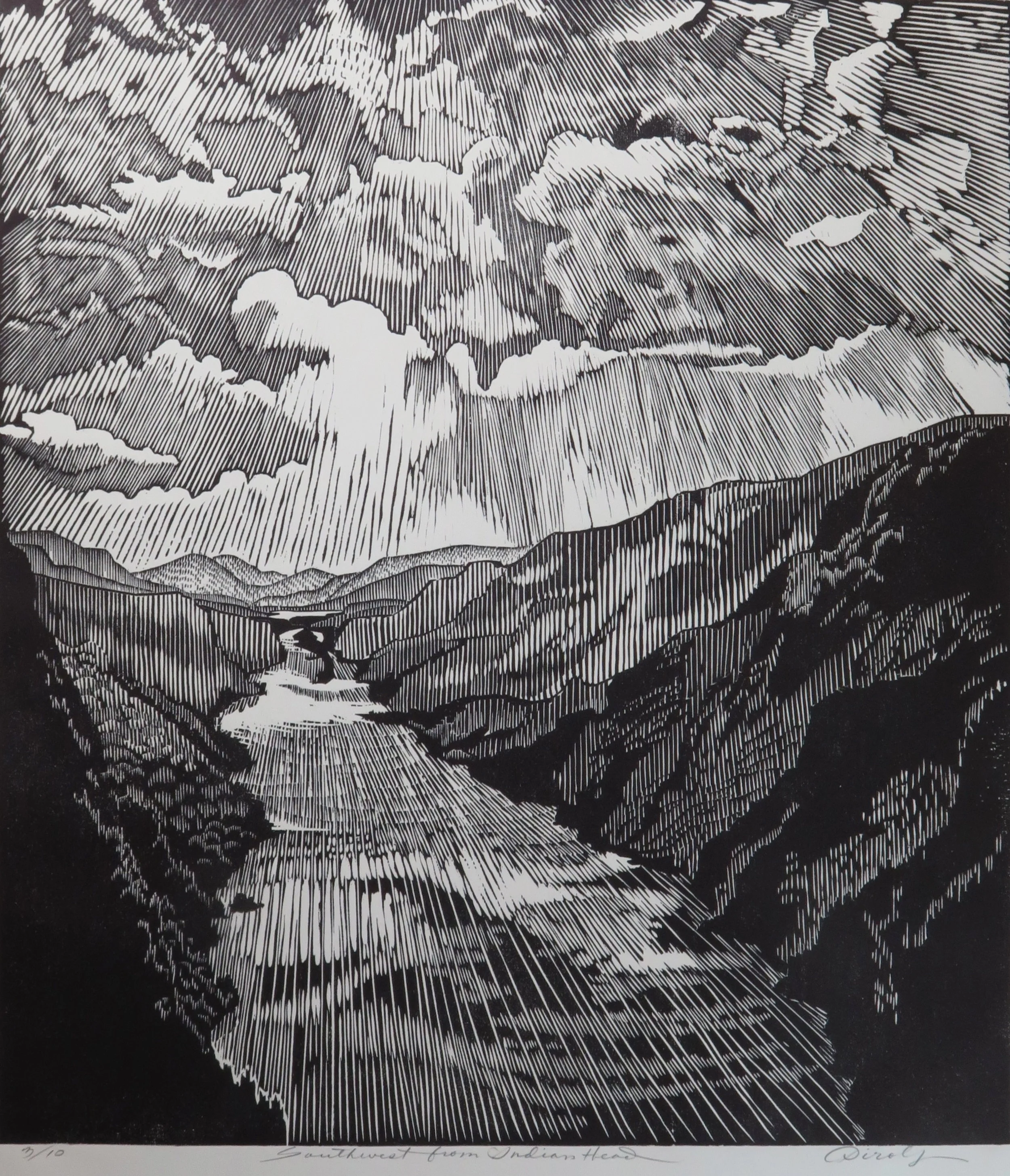 SW from Indian Head (19 1/4" x 21 7/8" Woodcut)