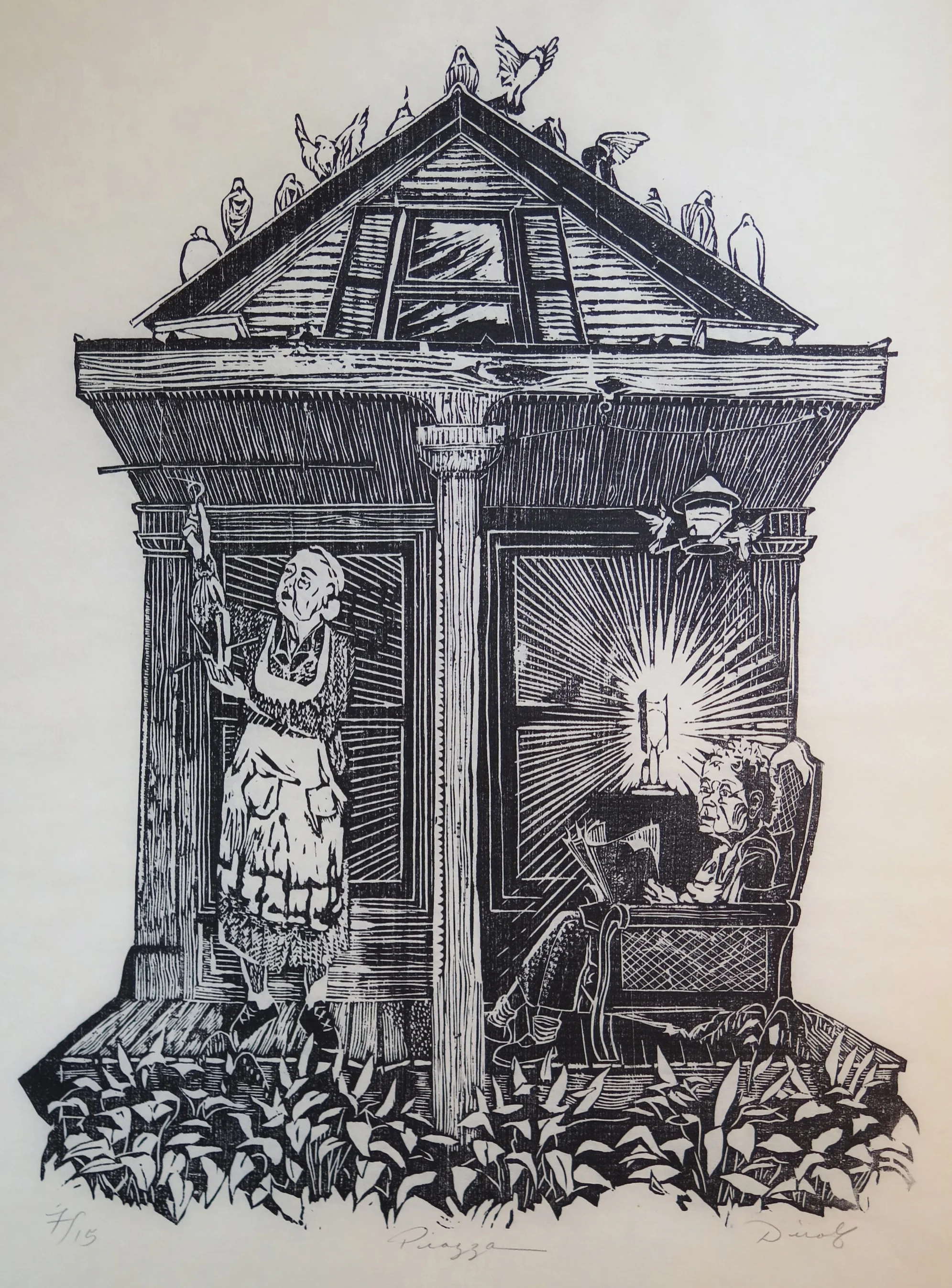Piazza (14 1/2" x 18 3/4" Woodcut)