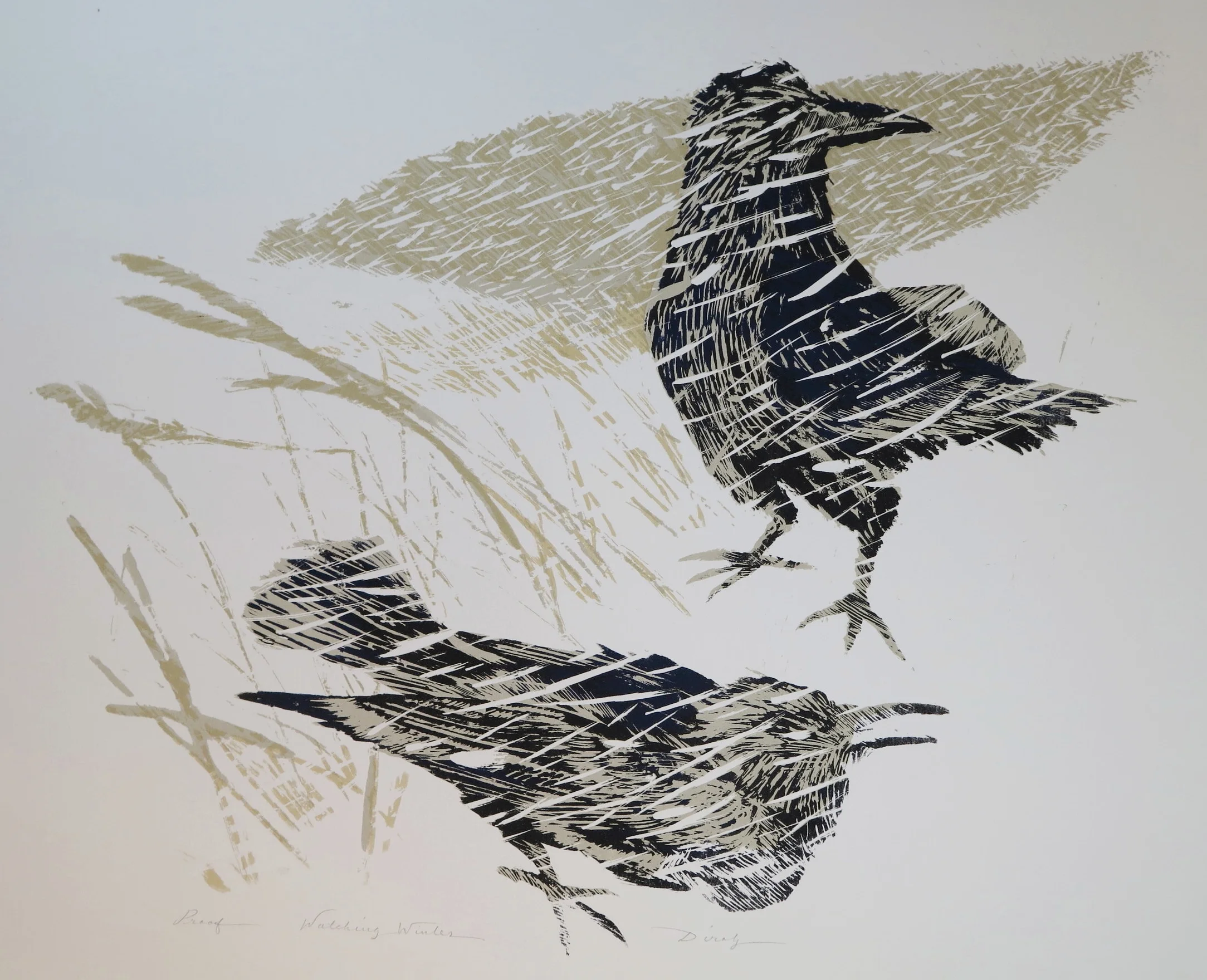 Watching Winter (20" x 16" Crow Screenprint)