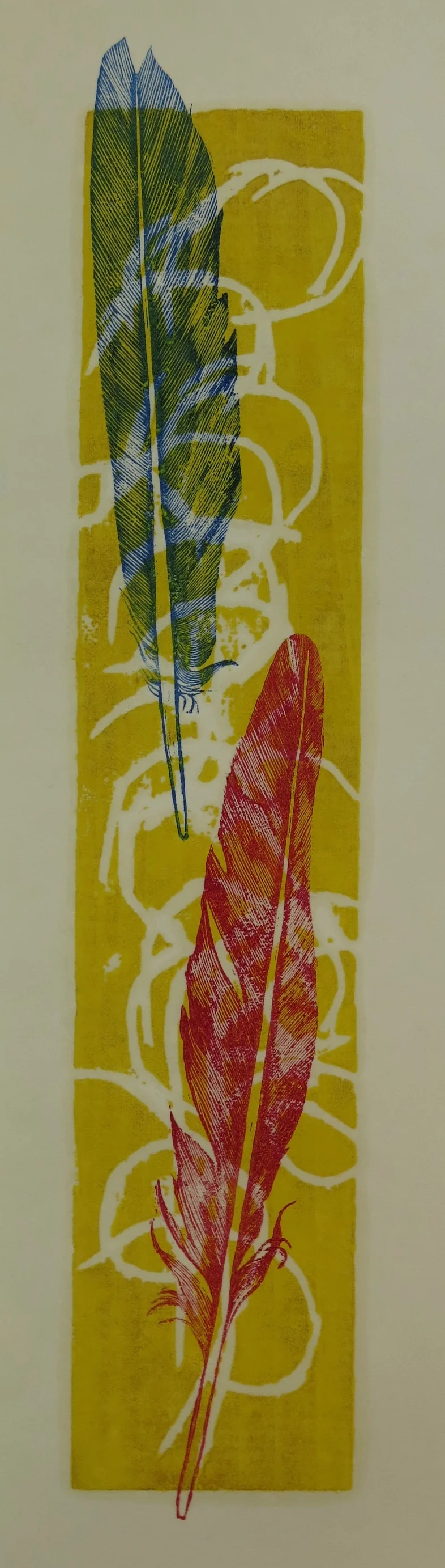 Yellow and Feathers (2 1/2" x 13" Monoprint)