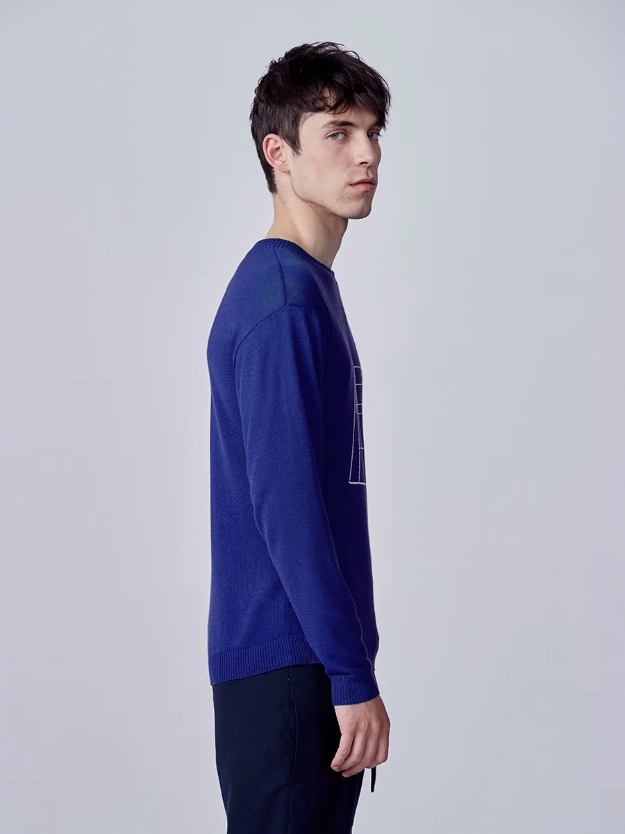 Blue knit jumper for man 2