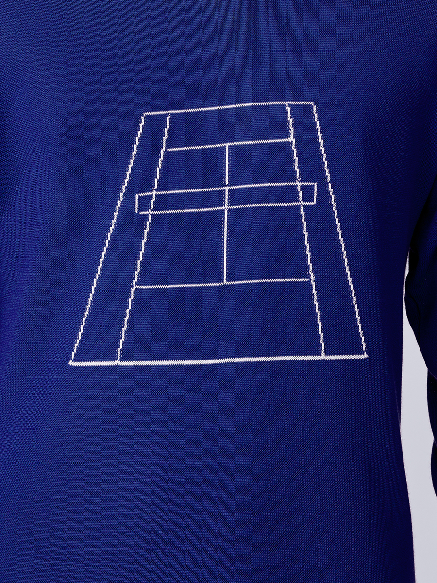 Blue knit jumper for man tennis court detail
