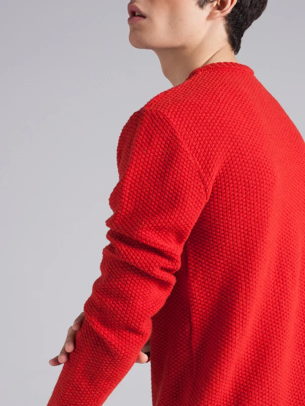 Long sleeve red wool sweater for man 3