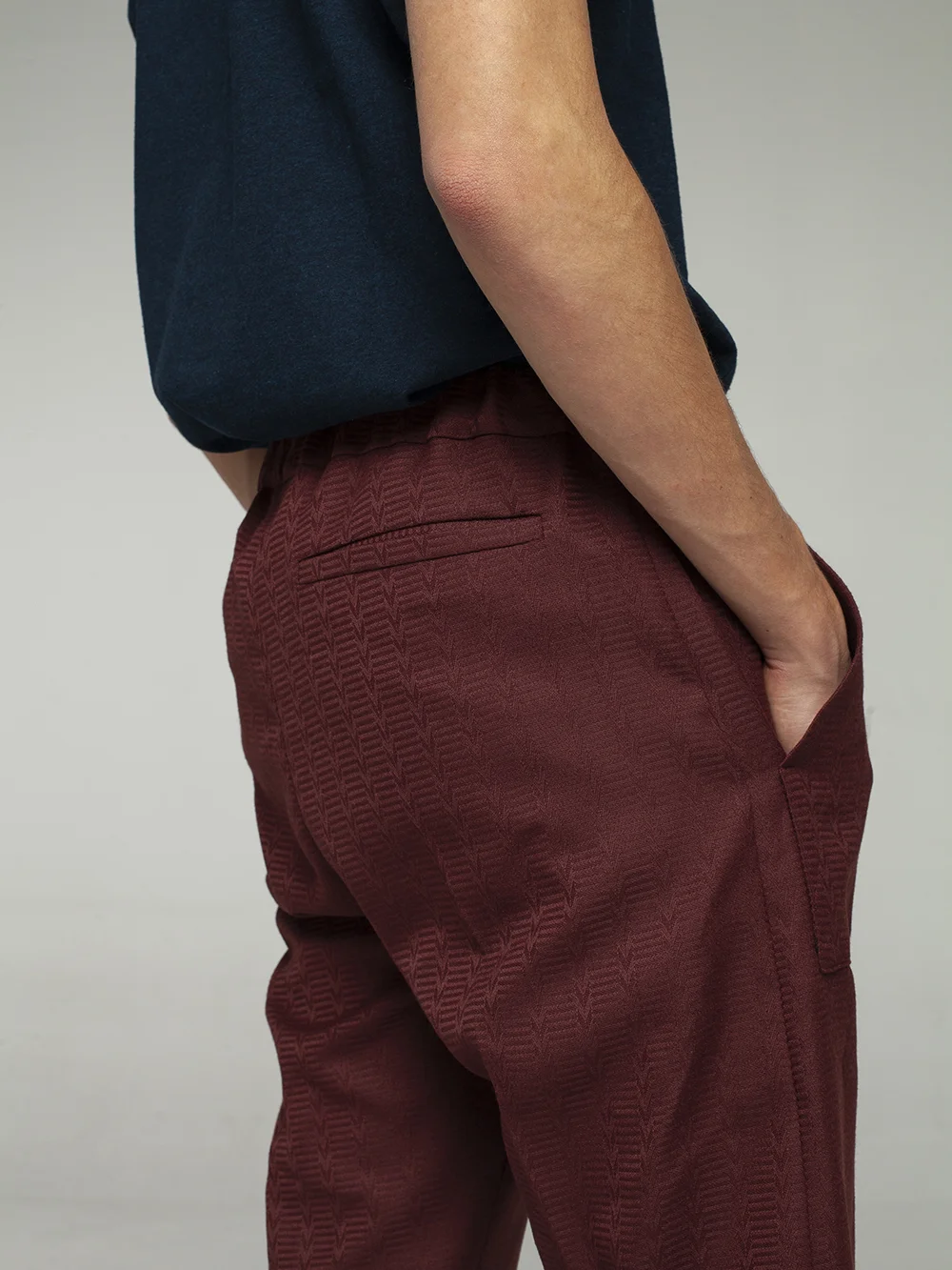 Burgundy Elastic Waist Trousers back