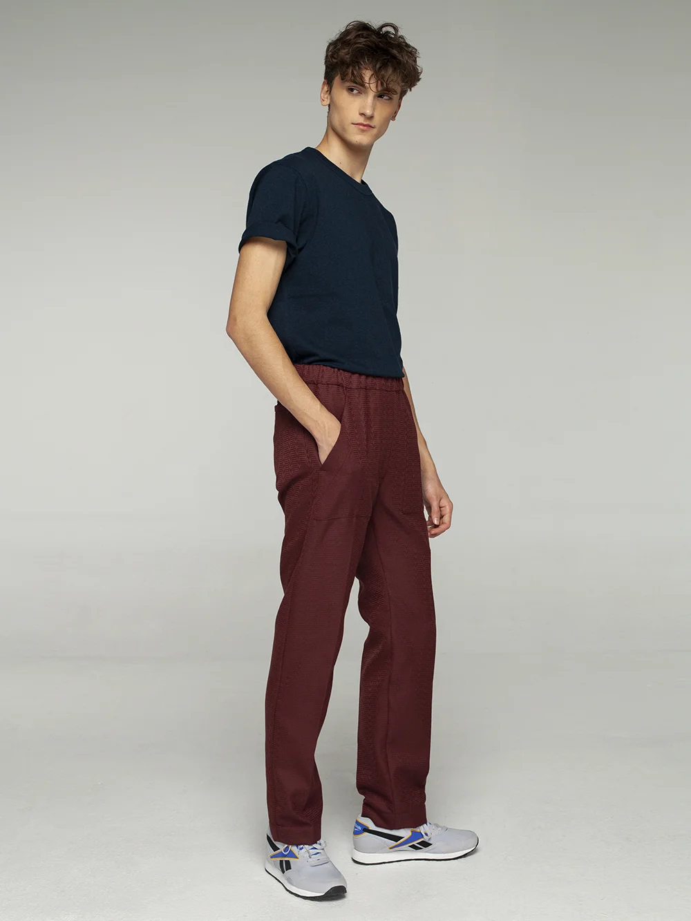 Burgundy Elastic Waist Trousers
