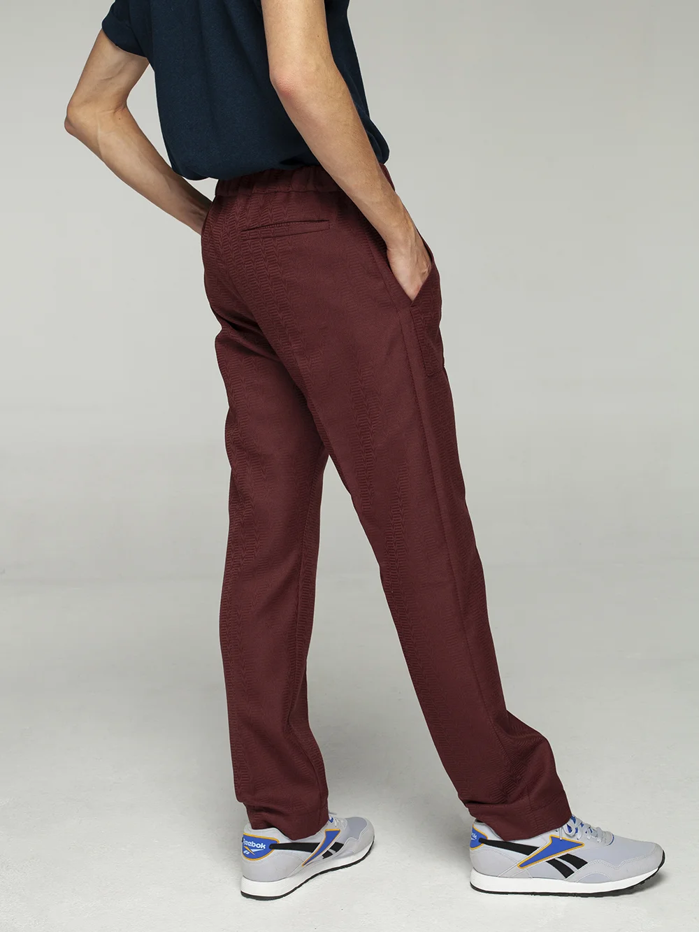 Burgundy Elastic Waist Trousers side