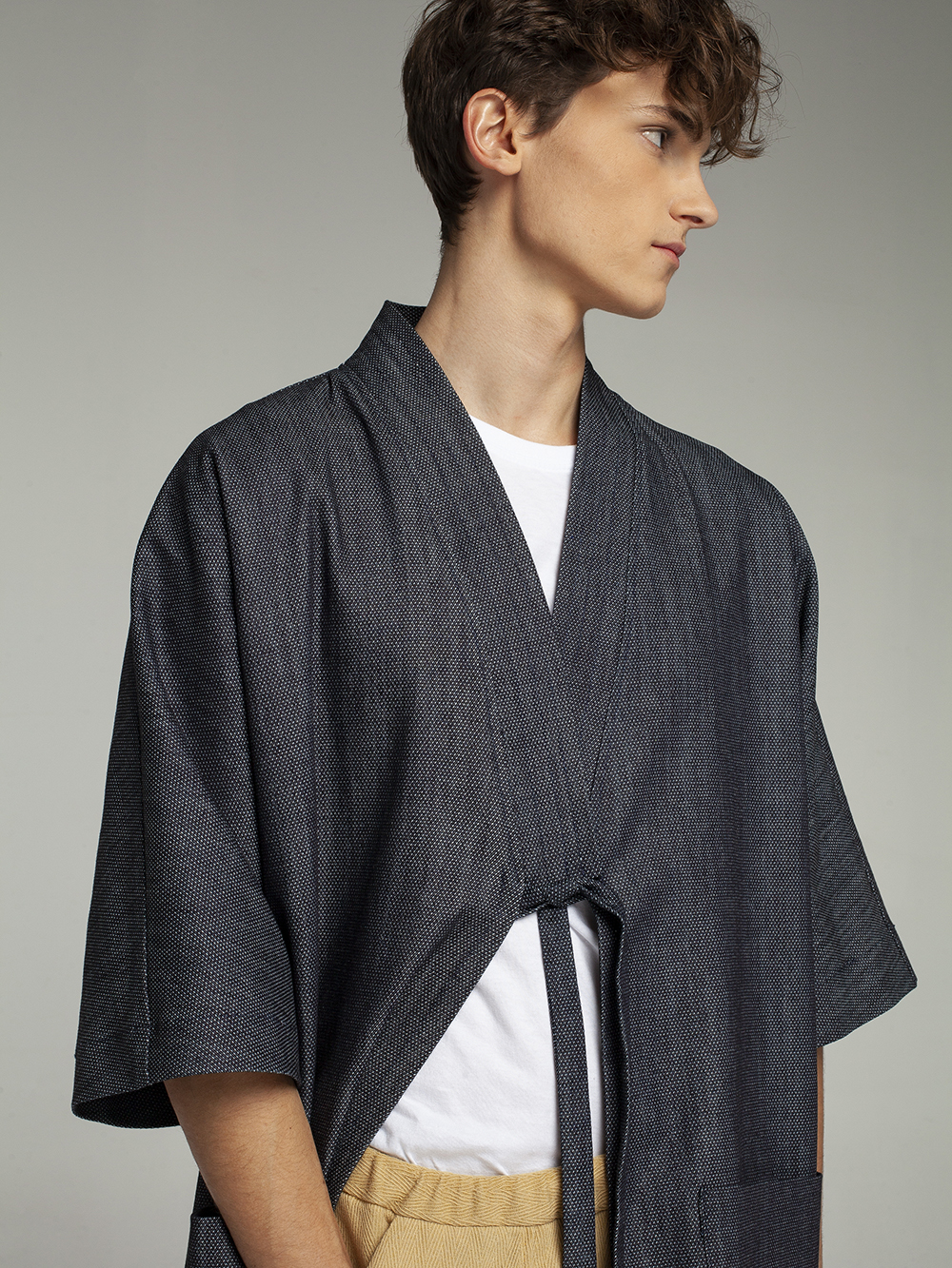 denim kimono lace