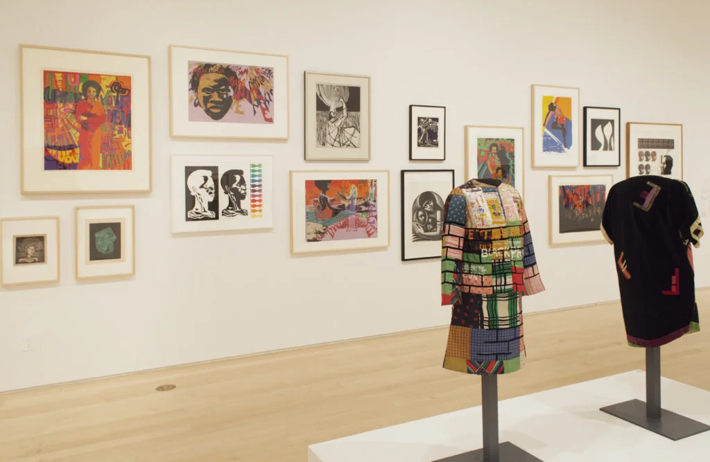 Installation view of We Wanted a Revolution: Black Radical Women , 1965–85 at the Brooklyn Museum, 2017. Photograph by Jonathan Dorado. Above: Ph: MM. LAFLEUR. 