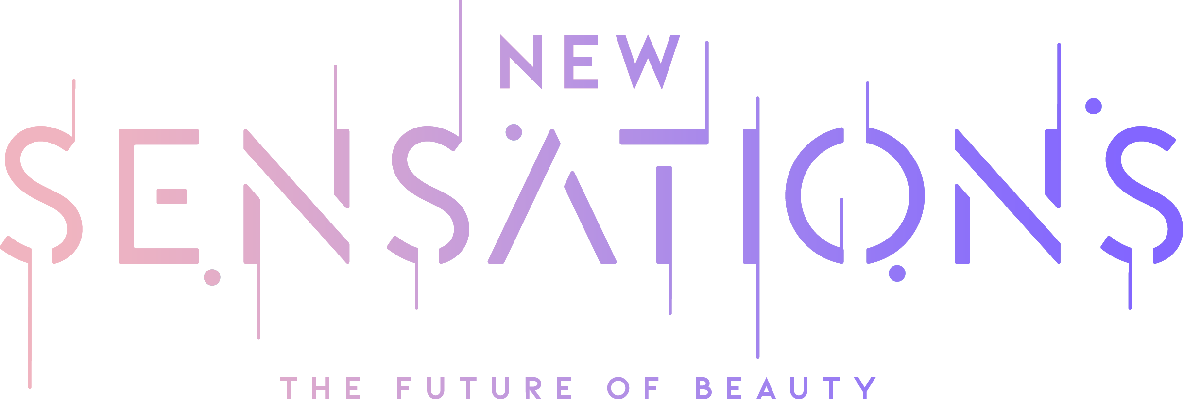 Design with words 'Next Generation Sensors,' colored in pastel pink and purple, with the subtitle 'The Future of Beauty' underneath.