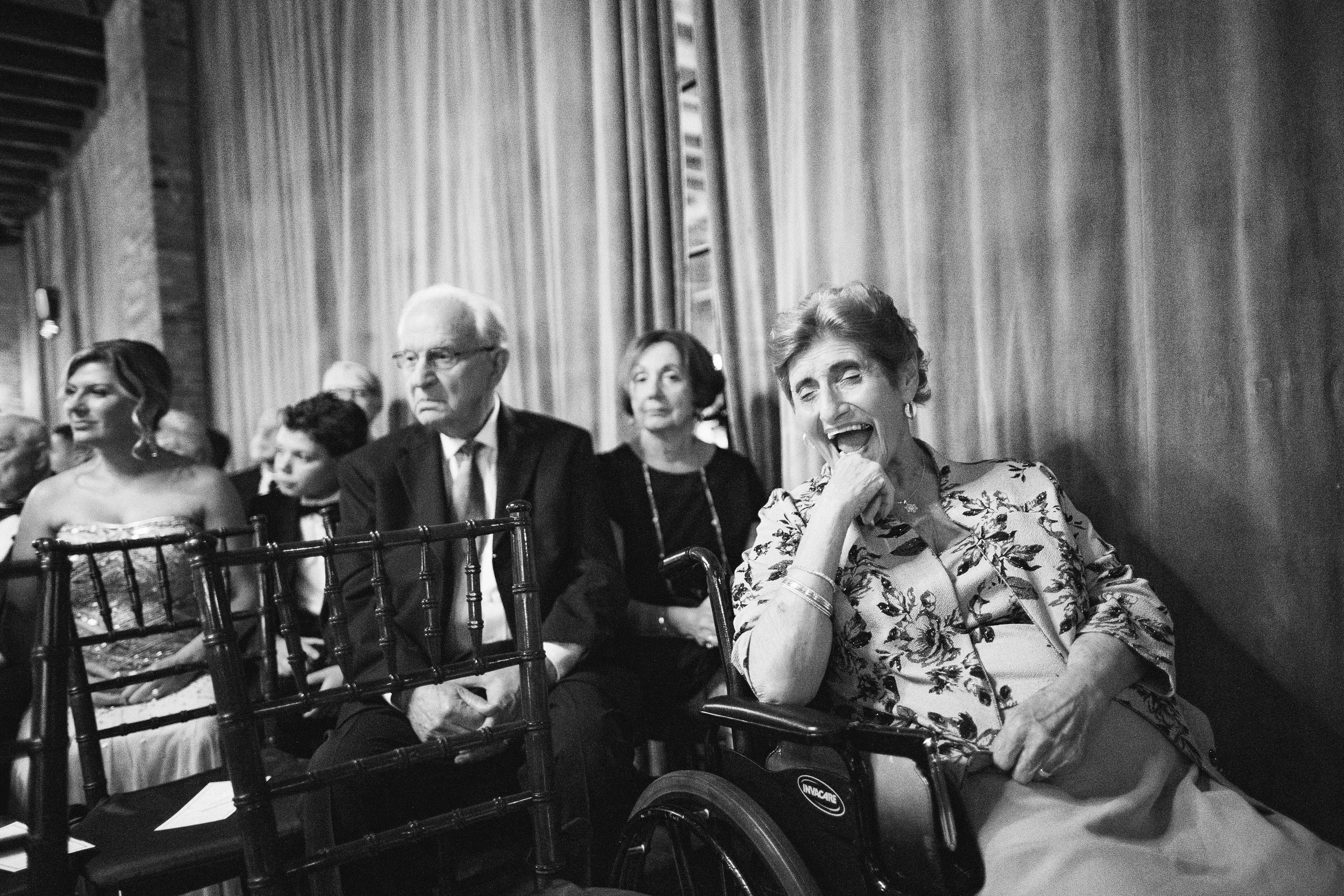 Katie's grandmother reacts to the start of the ceremony.