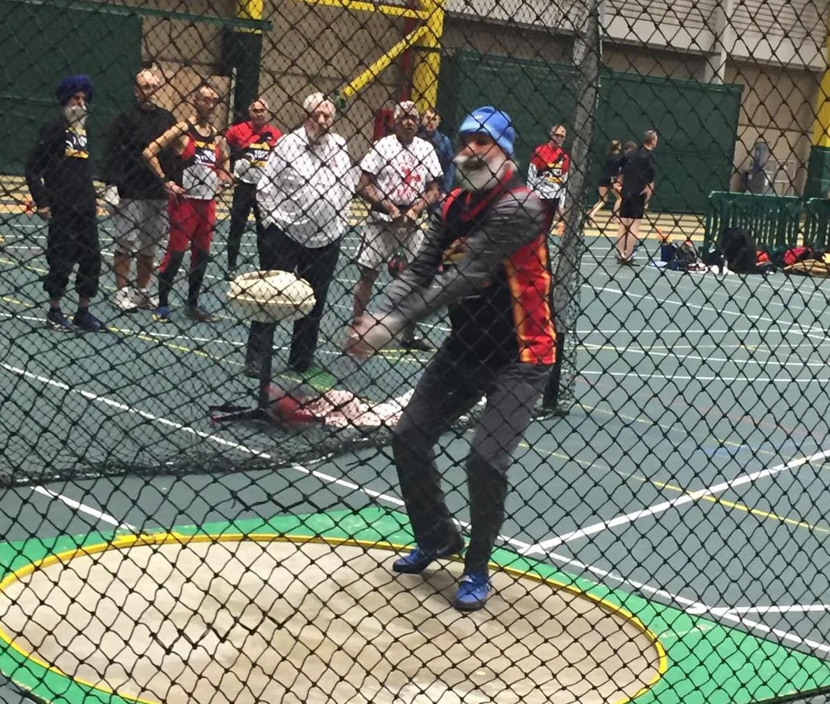 Harnek in action ( Weight Throw ) during Indoor CMA at Edmonton