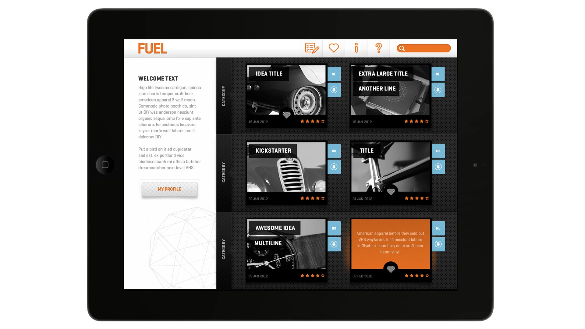 UI impression / welcome page