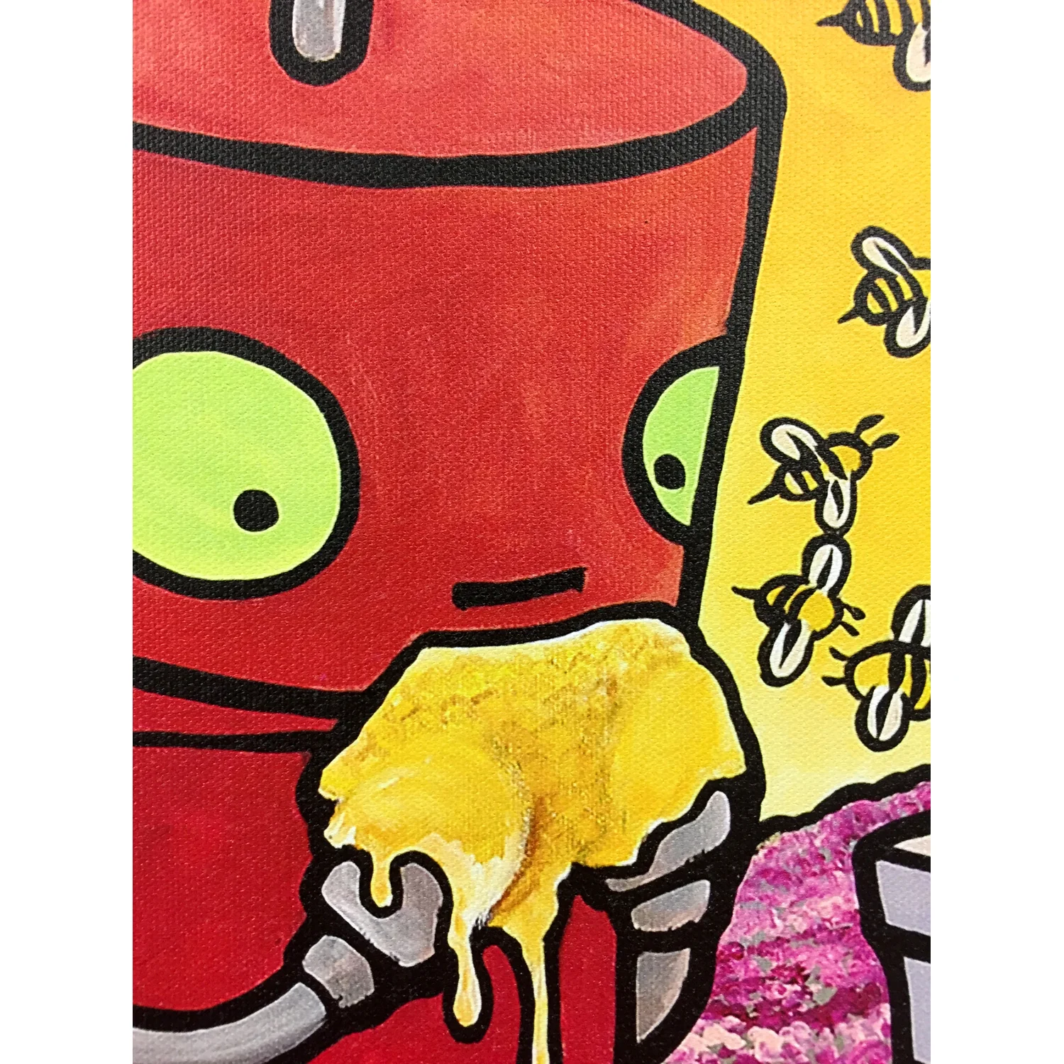 Detail of Robot print on stretched canvas 16x20 Honey