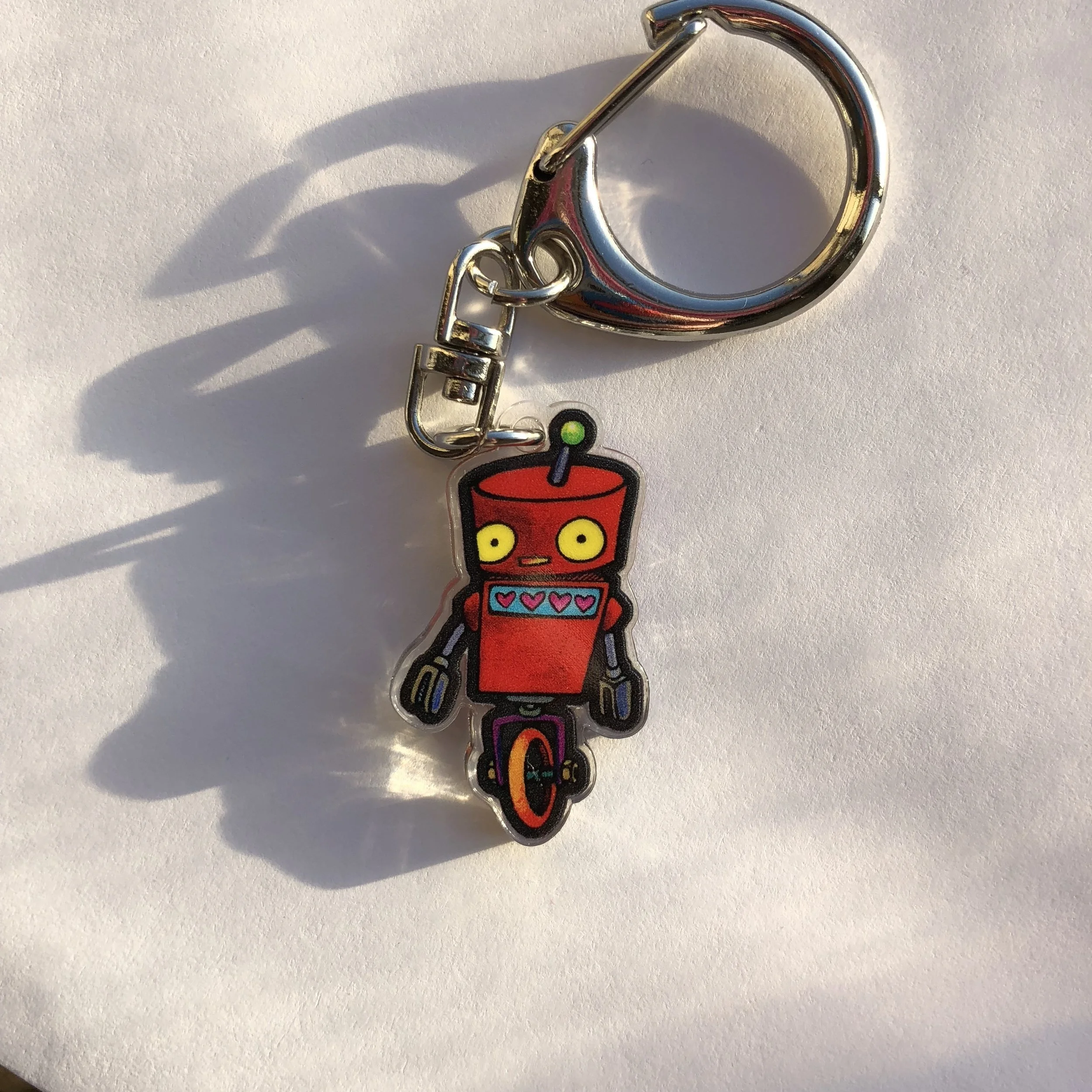 1" Keychain - mini charm Red/Wheel