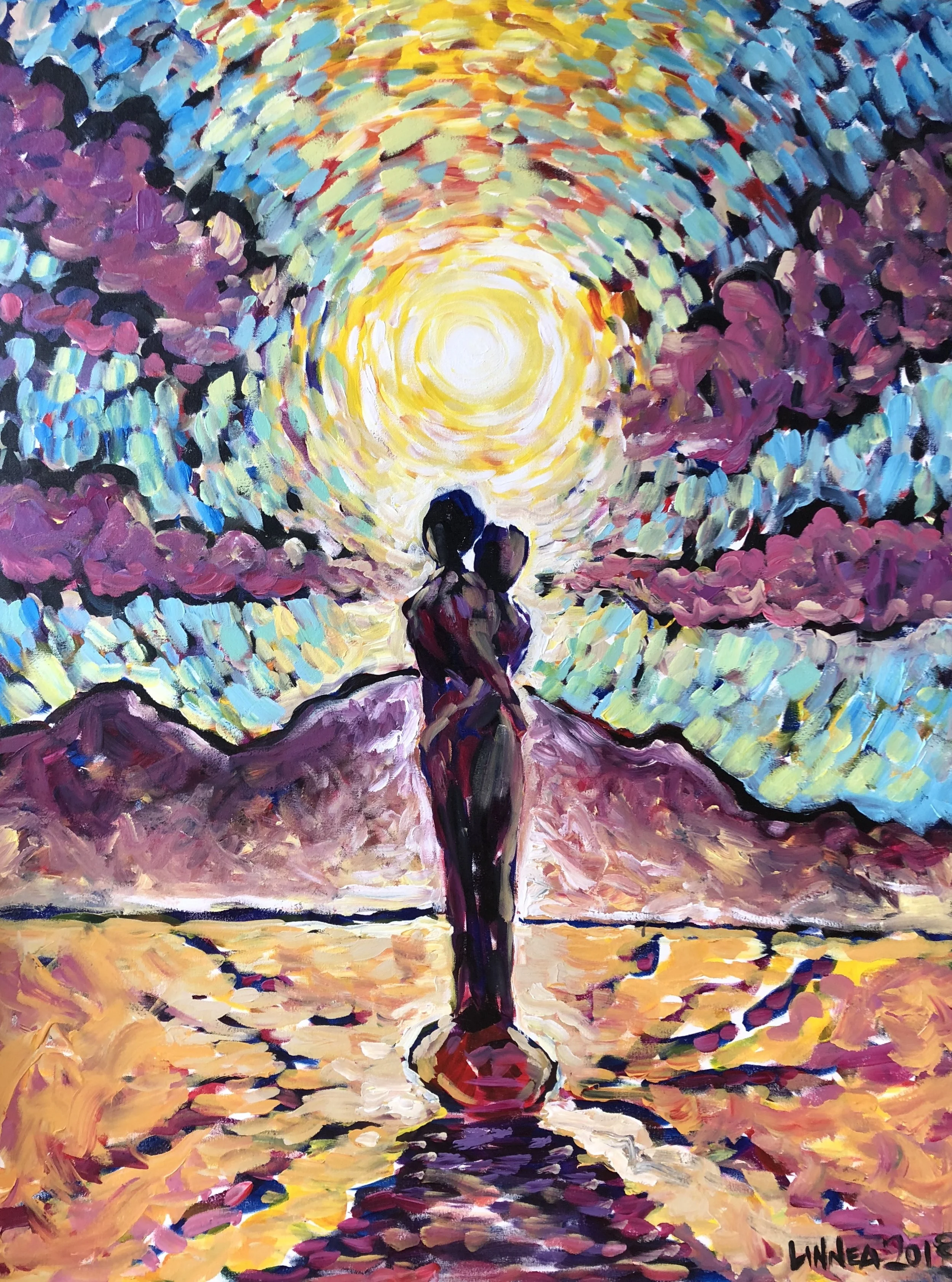 Be-longing, 36x60” acrylic on canvas, 2018. Live Painting from BRUSH|REED project Sept 18 at Boston University.
