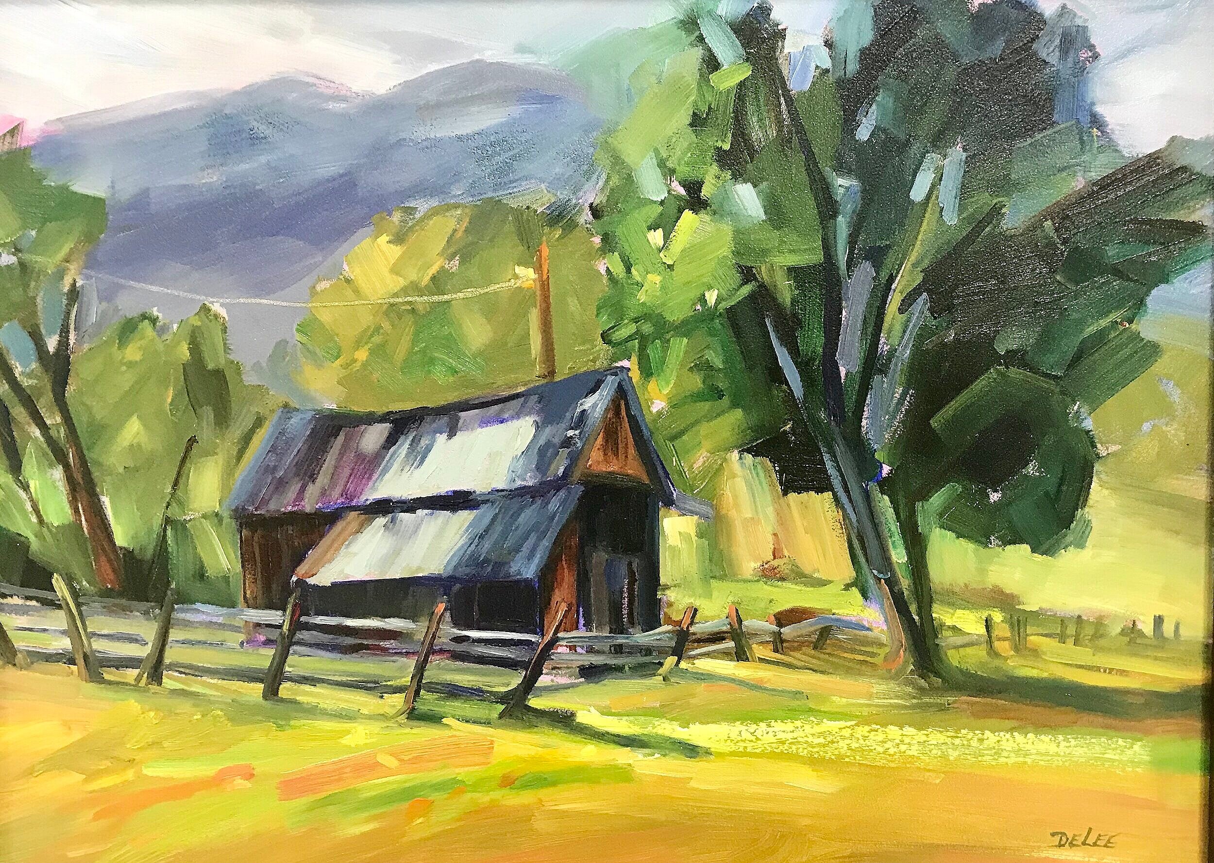 "TIN ROOF", oil, 12x16