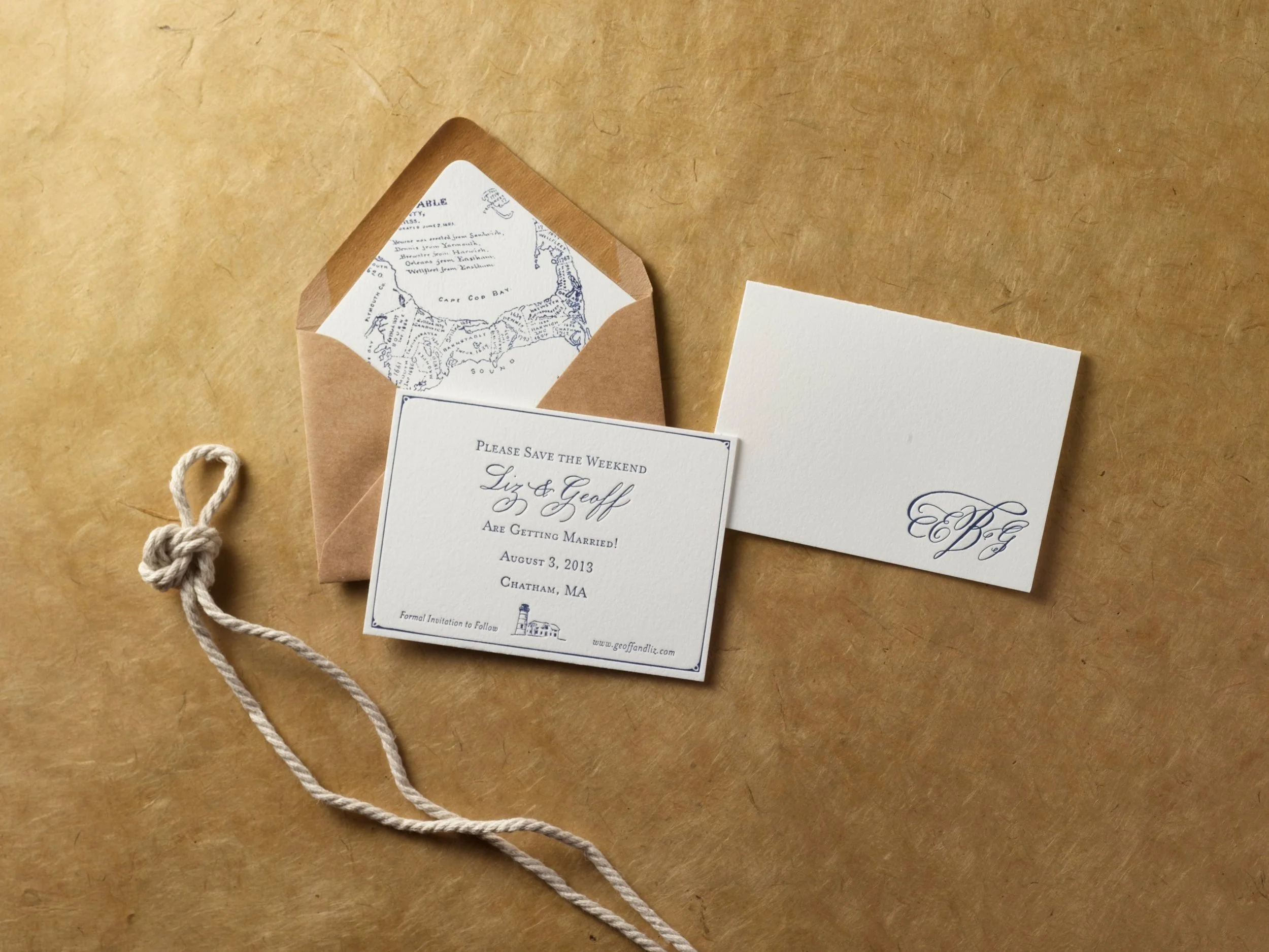 Cape Cod Wedding Invitation, letterpress invitations