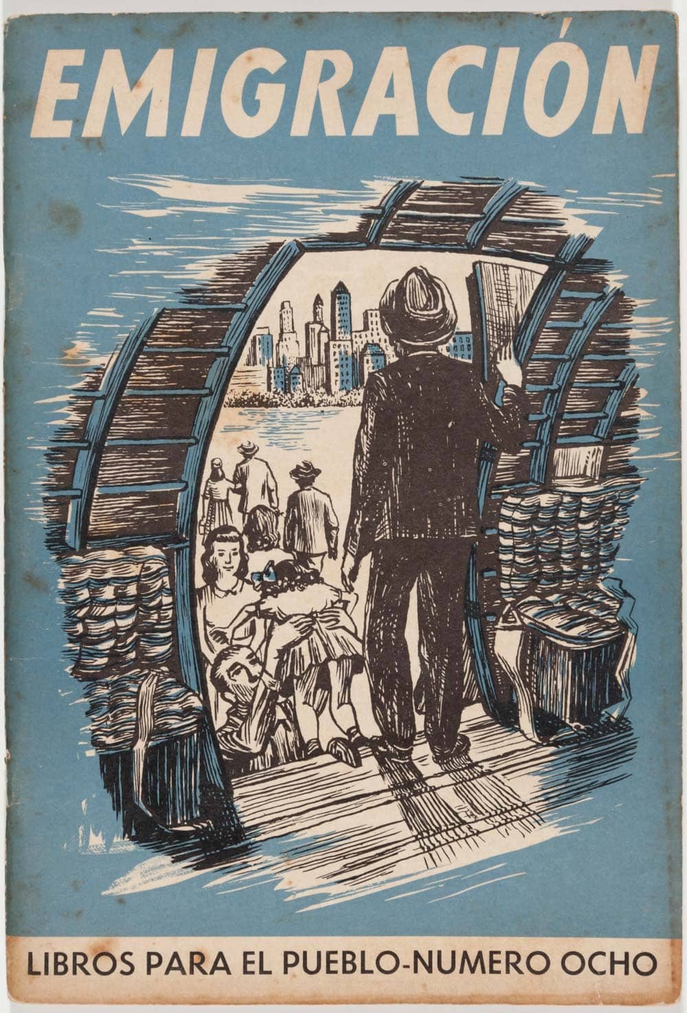 Portada del Libro para el Pueblo: La Emigración Fondo: Departamento de Instrucción Pública Sub-Fondo DivEdCo Libros para el Pueblo.