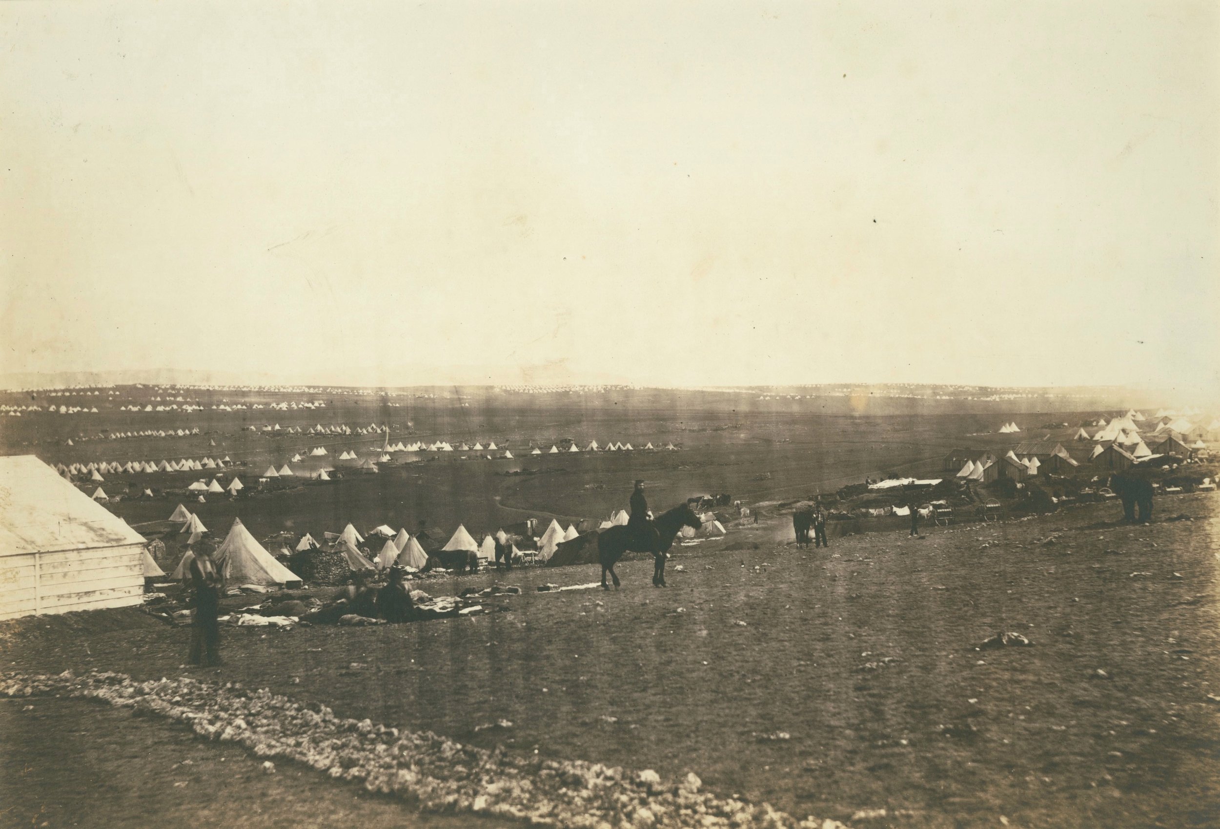 ROGER FENTON, Crimean War: Plateau Before Sabastapol, Turkish Tents in the Distance, 1855