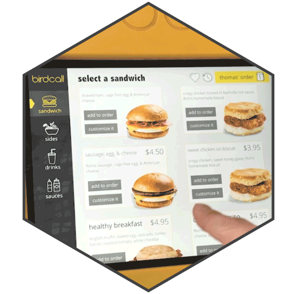 person-selecting-order-on-birdcall-monitor
