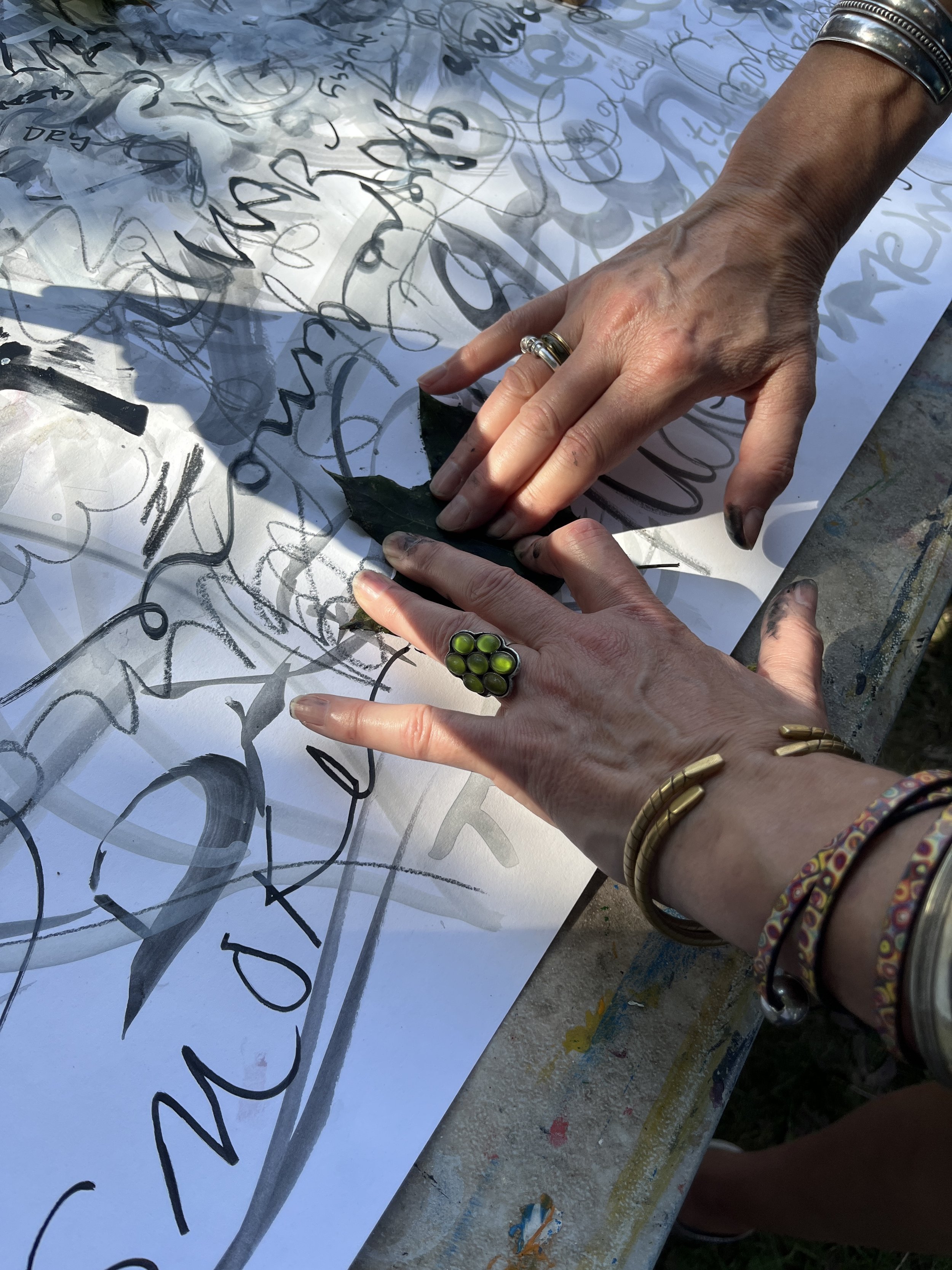 Printing from leaves on collaborative drawing