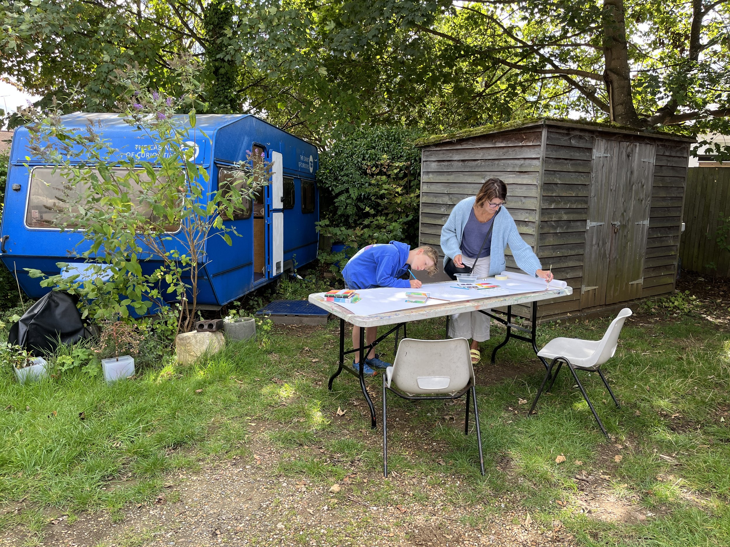 Visitors to Leaving Earth residency at Cambridge Artworks