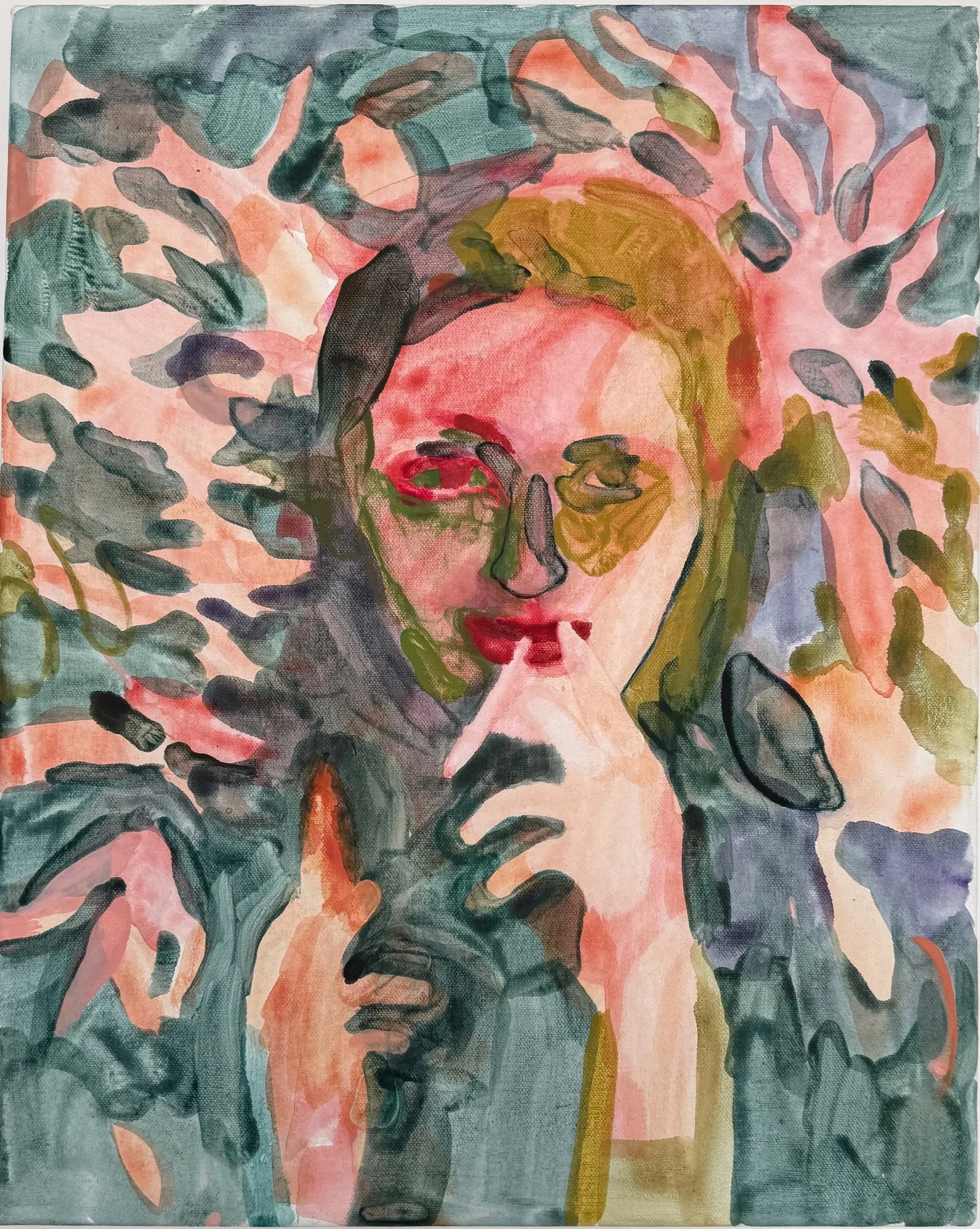 Smoker, 2023, acrylic on canvas, 20 x16 inches/51x41cm