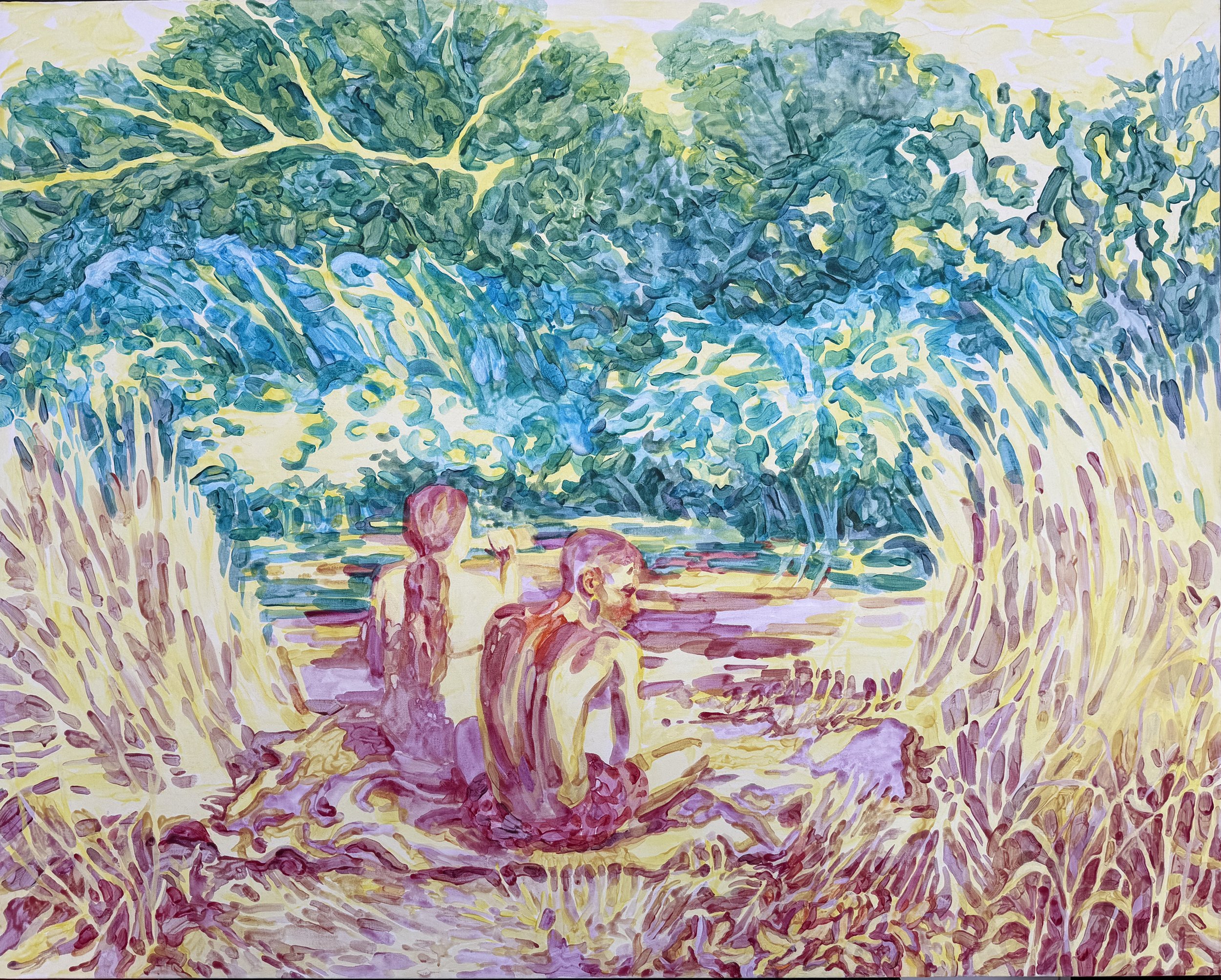 On The Grass, acrylic on canvas, 48"x60"/121x152cm