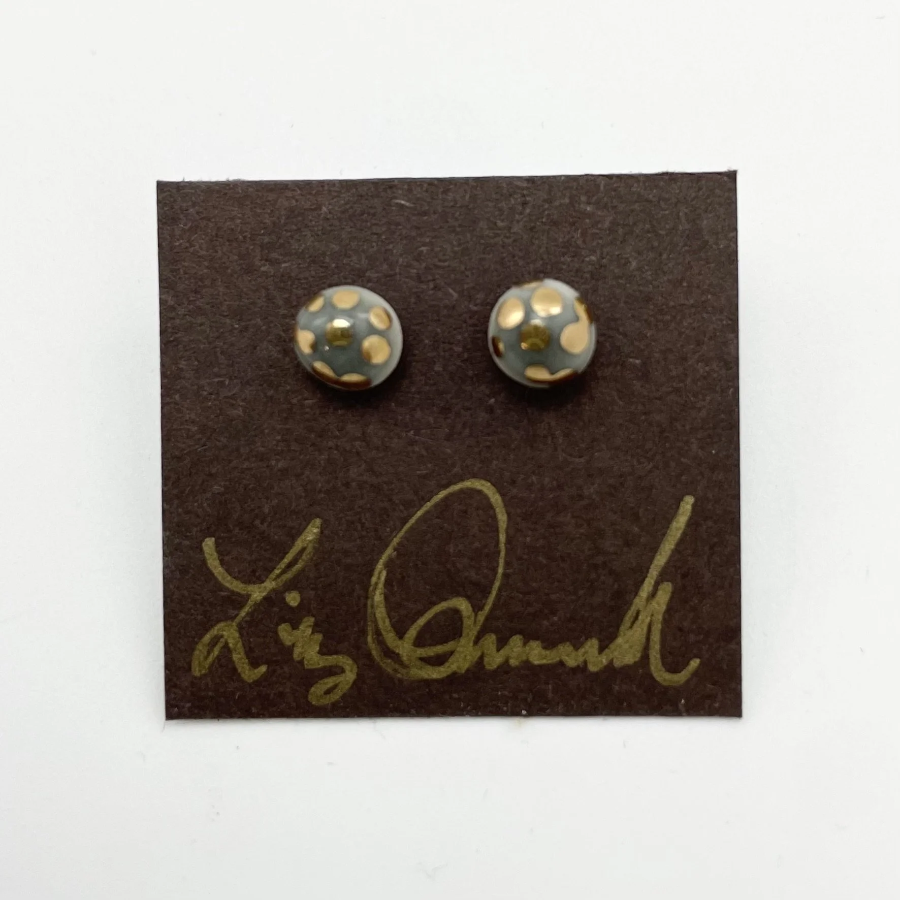 Porcelain tiny green dot earring