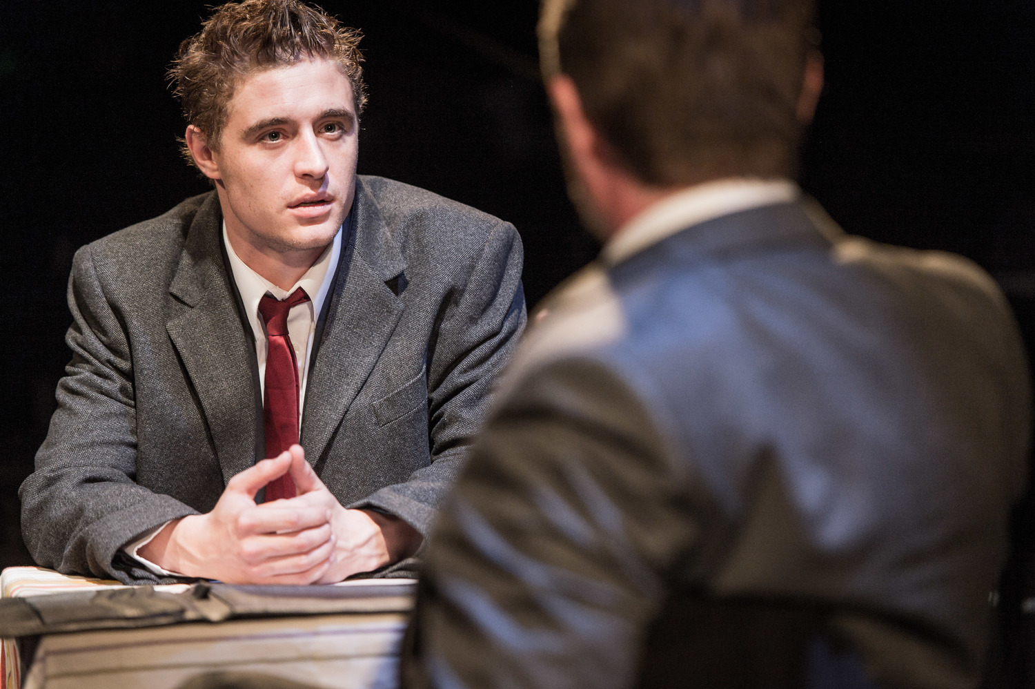 Max Irons in Farragut North, Southwark Playhouse Off West End, composer - Jude Obermüller (photo by Robert Workman)