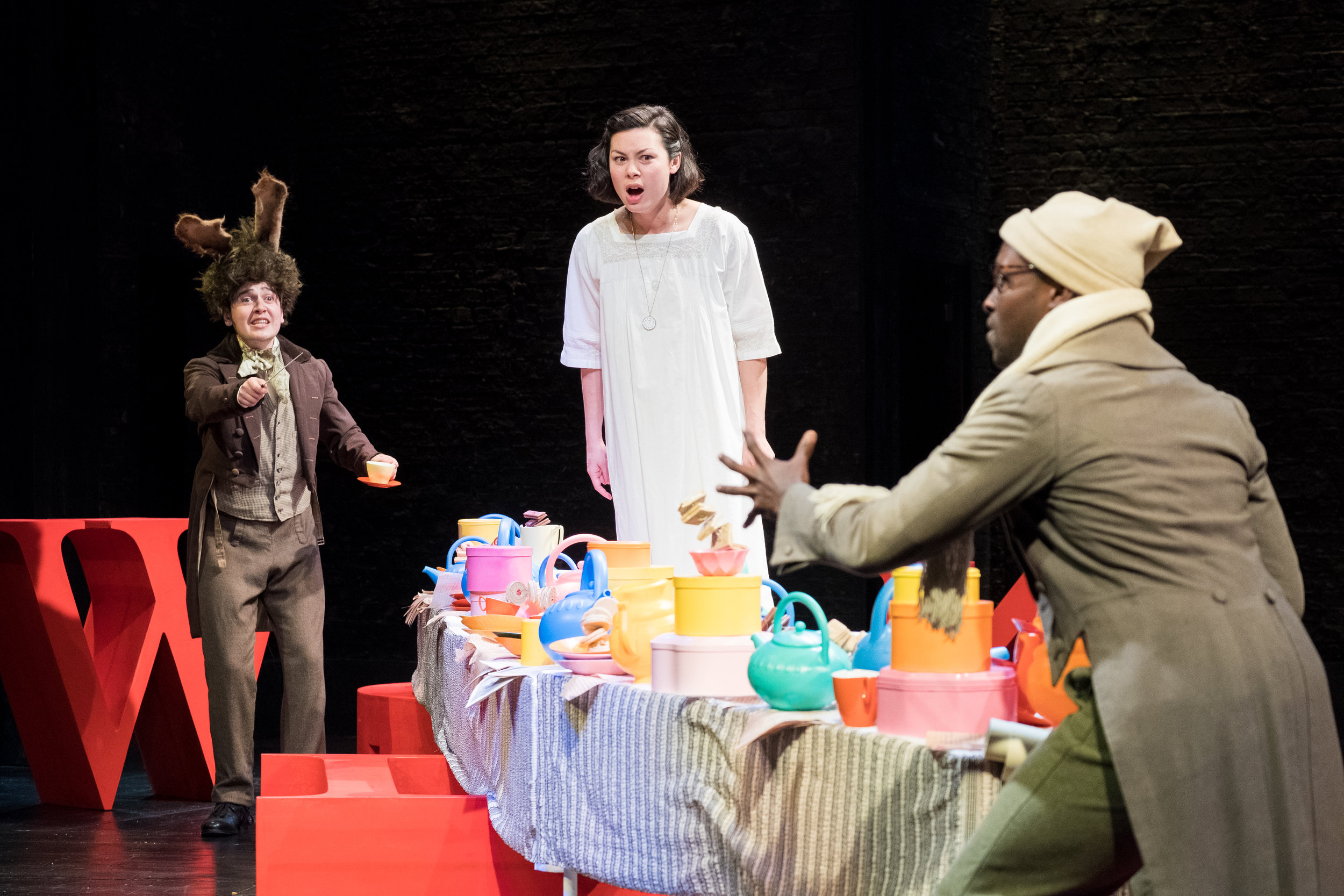  Tom Connor, Anna Leong Brophy &amp; Baker Mukasa in Alice in Wonderland, Storyhouse, composed by Jude Obermüller (photo by Mark McNulty) 