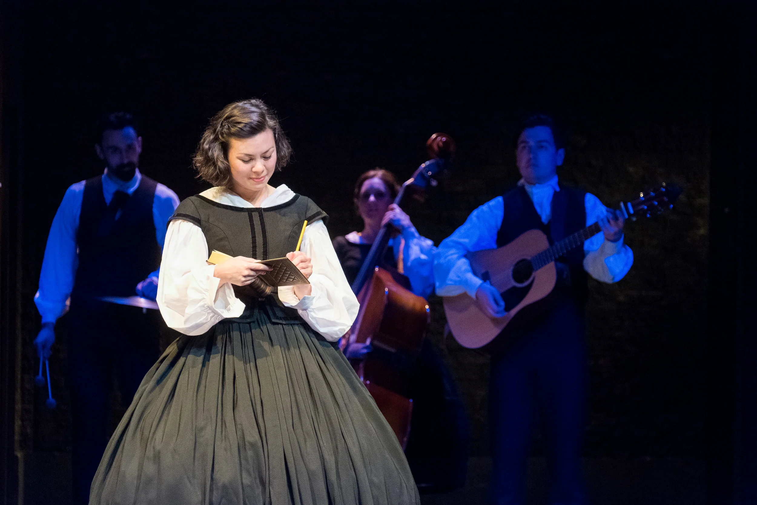 Anna Leong Brophy & cast in Alice in Wonderland, Storyhouse, composed by Jude Obermüller (photo by Mark McNulty)