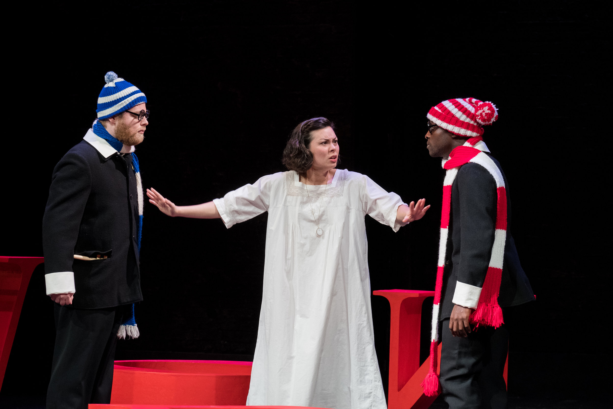  Caolan McCarthy, Anna Leong Brophy &amp; Baker Mukasa in Alice in Wonderland, Storyhouse, composed by Jude Obermüller (photo by Mark McNulty) 