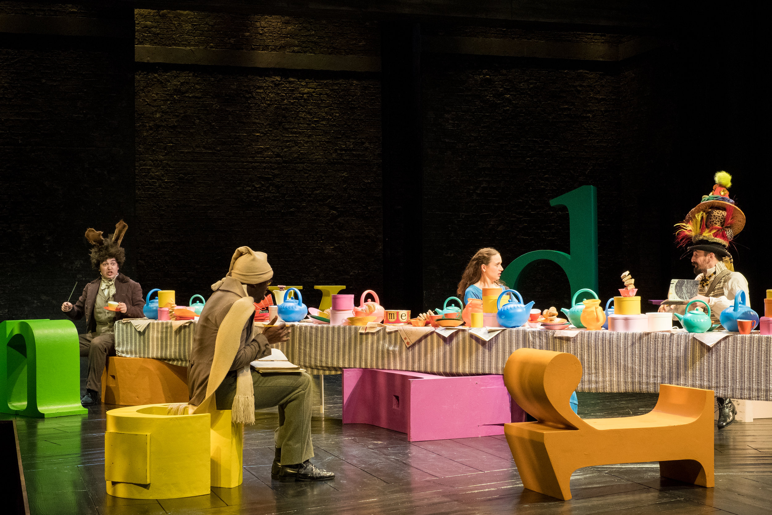  Baker Mukasa, Tom Connor, Rebecca Birch &amp; Alex Mugnaioni in Alice in Wonderland, Storyhouse, composed by Jude Obermüller (photo by Mark McNulty) 